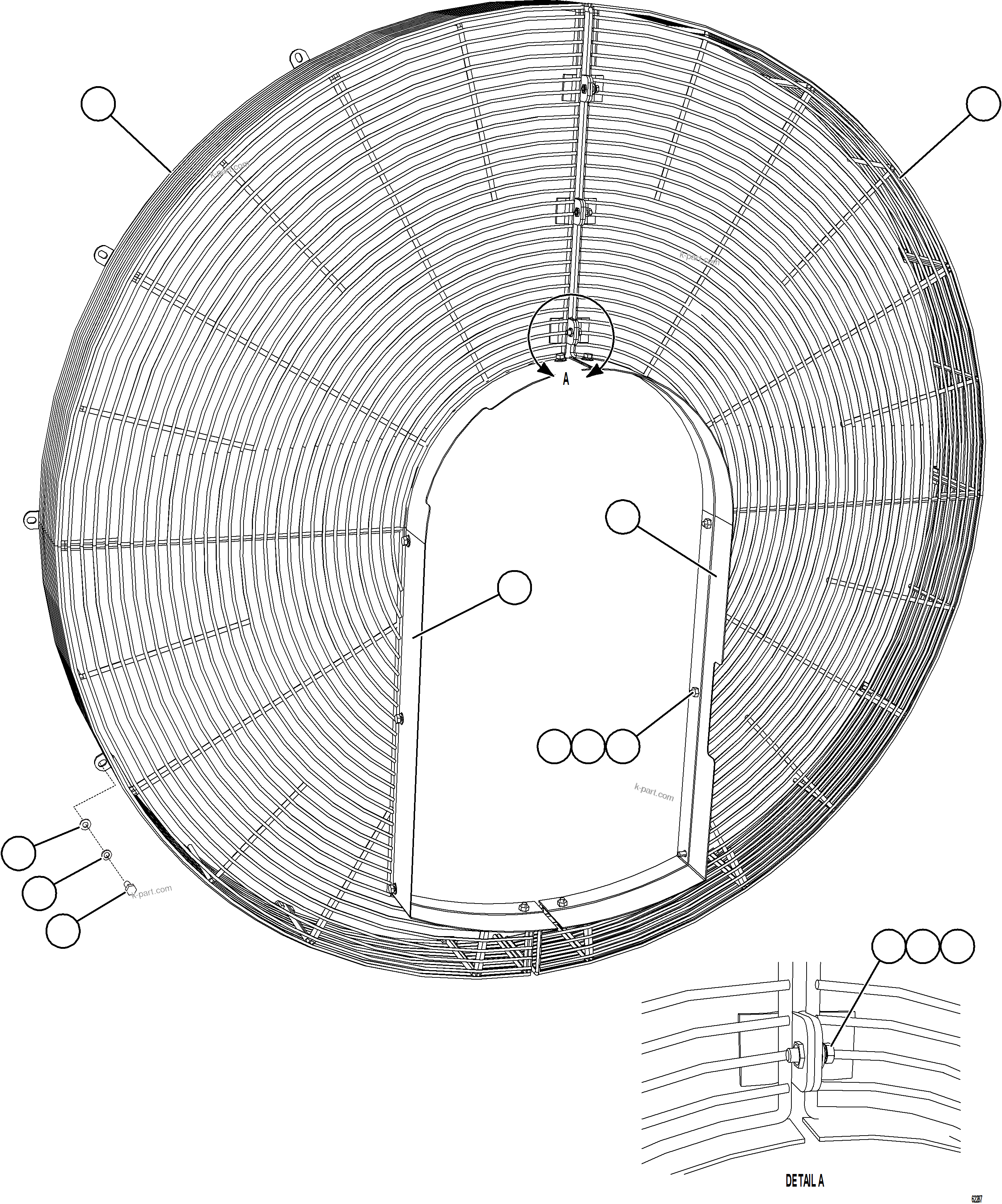 Komatsu parts book diagram for AFE78-AF 930E-5 S/N A40128 - A40129  LOMAS BAYAS: FAN GUARD INSTALLATION