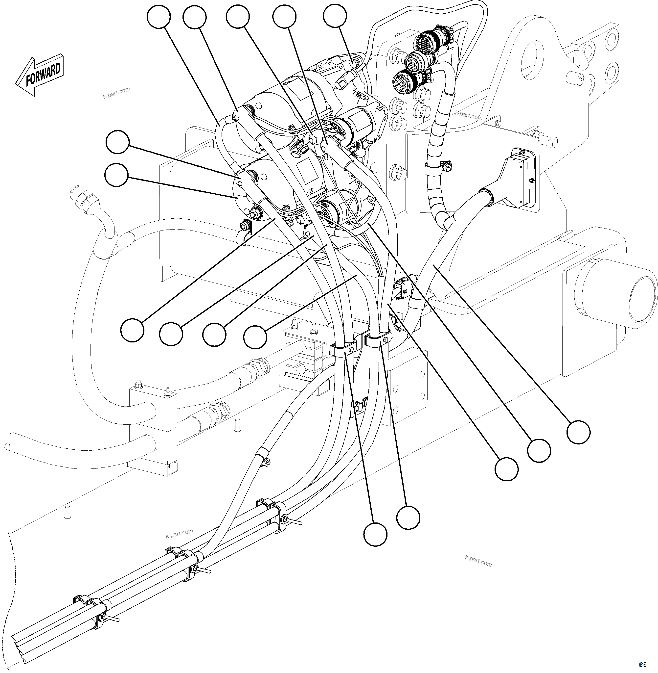 Komatsu parts book diagram for AFE78-AF 930E-5 S/N A40128 - A40129  LOMAS BAYAS: CRANKING MOTOR INSTALLATION