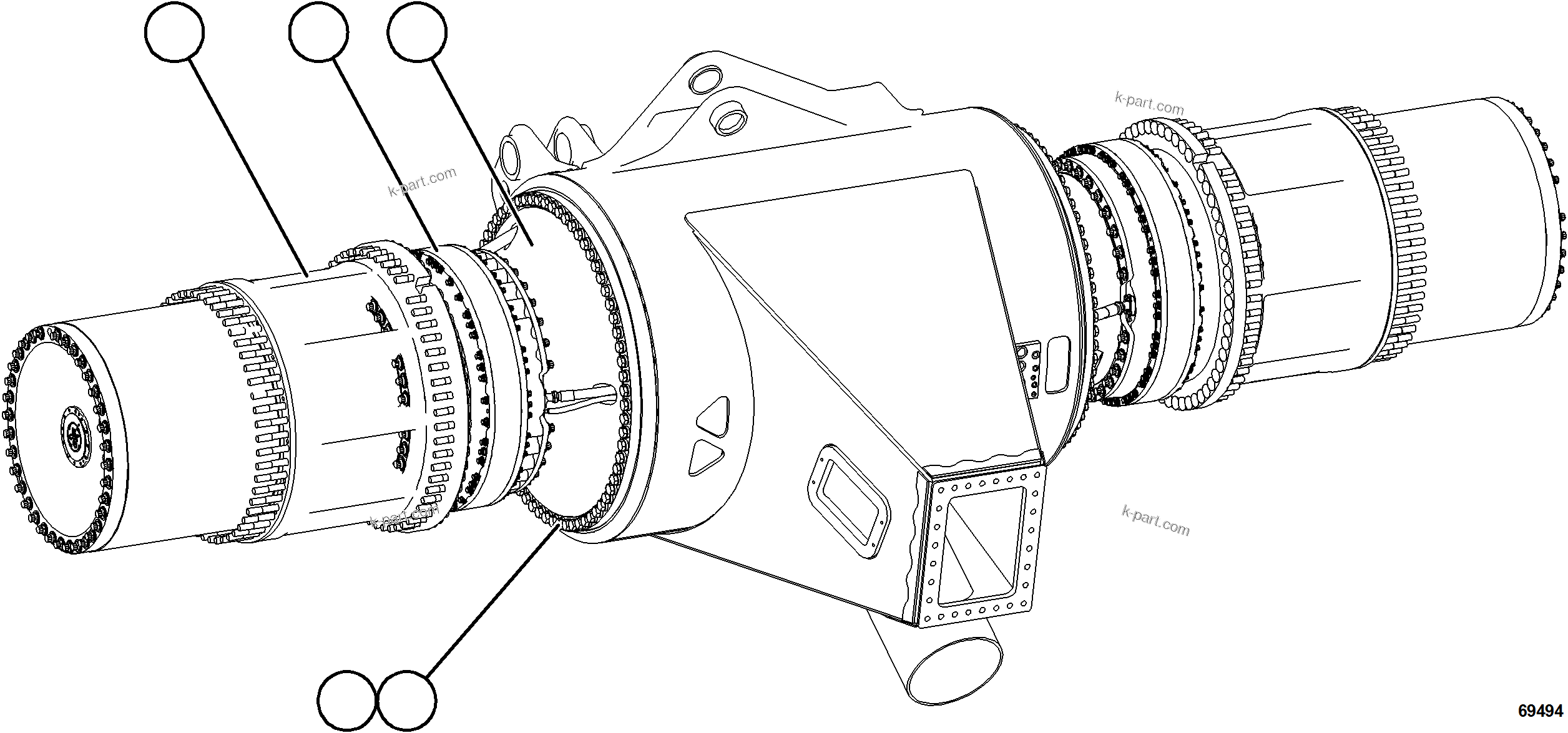 Komatsu parts book diagram for AFE78-AF 930E-5 S/N A40128 - A40129  LOMAS BAYAS: WHEEL MOTOR ASSEMBLY INSTALLATION