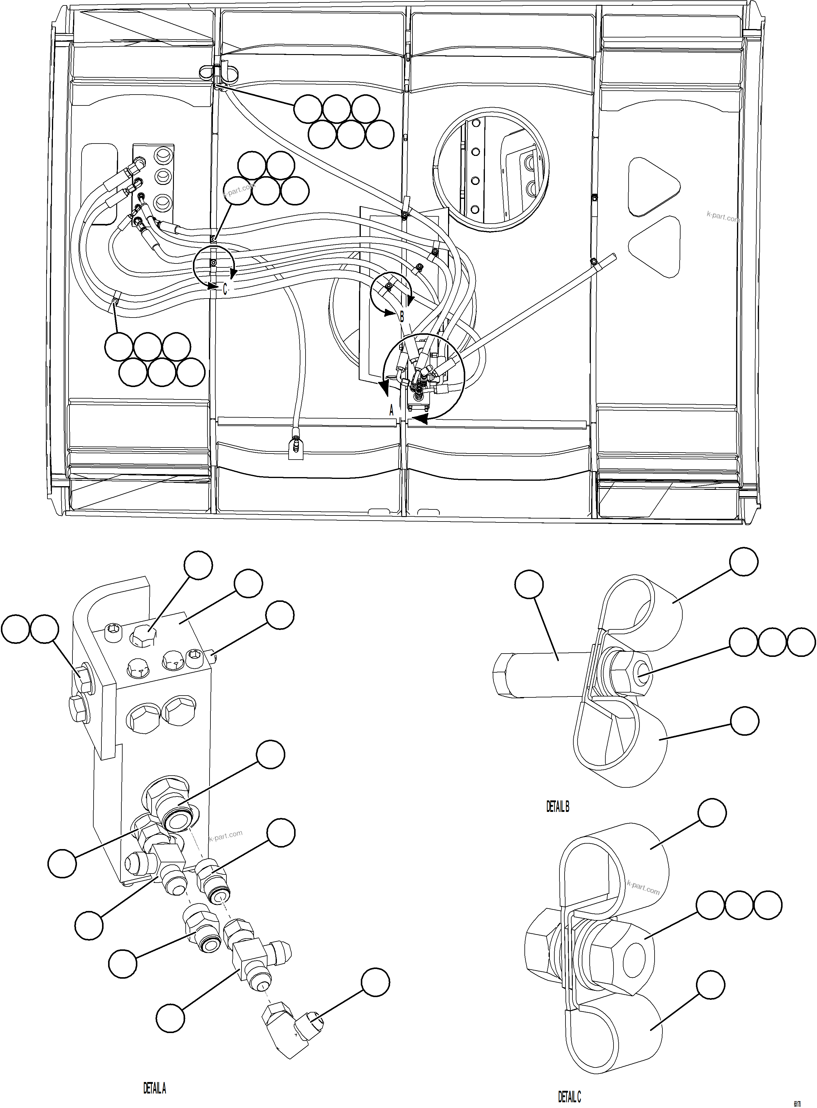 Komatsu parts book diagram for AFE78-AF 930E-5 S/N A40128 - A40129  LOMAS BAYAS: REAR BRAKE DUAL RELAY VALVE INSTALLATION