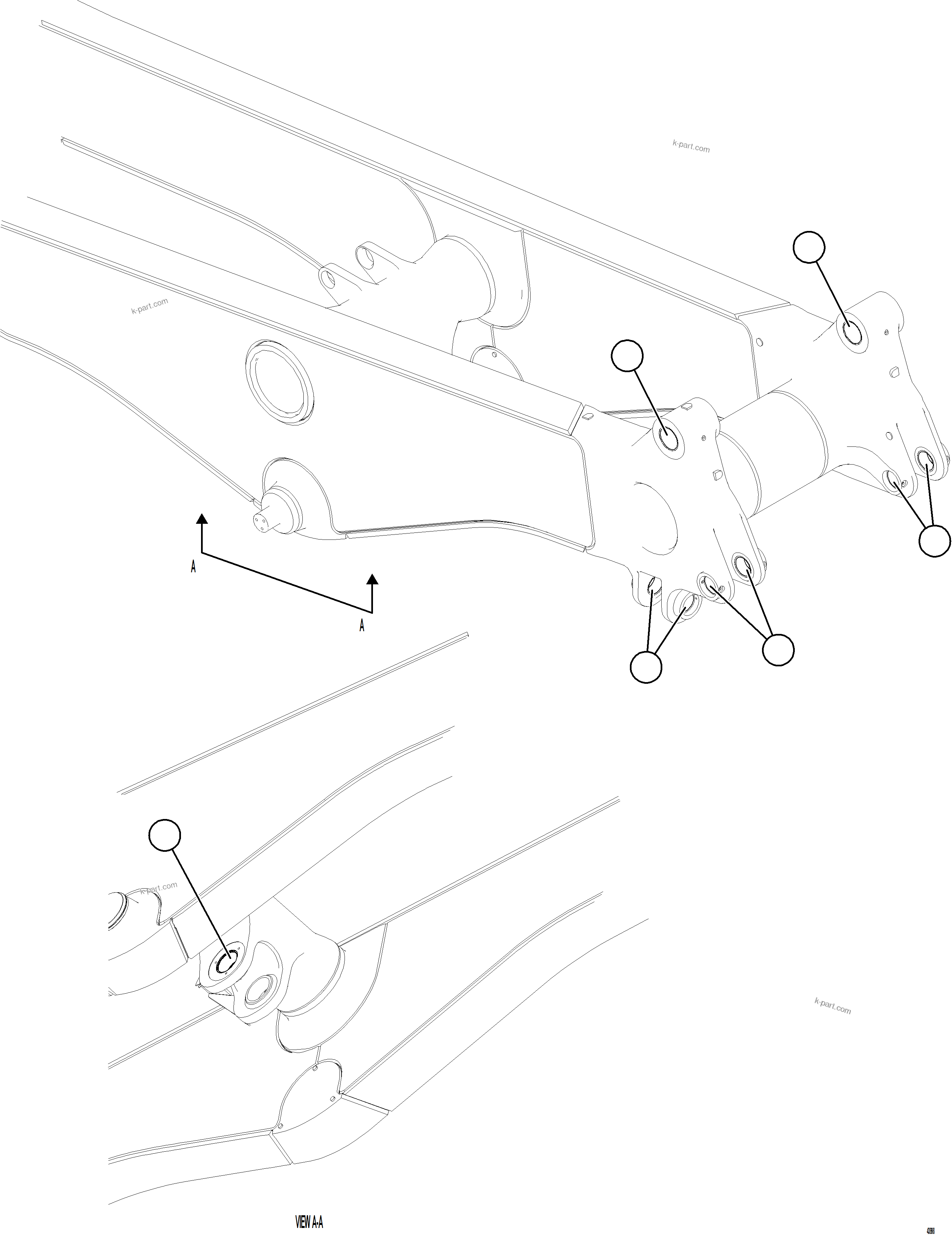 Komatsu parts book diagram for AFE78-AF 930E-5 S/N A40128 - A40129  LOMAS BAYAS: PIN BORE WEAR SLEEVES