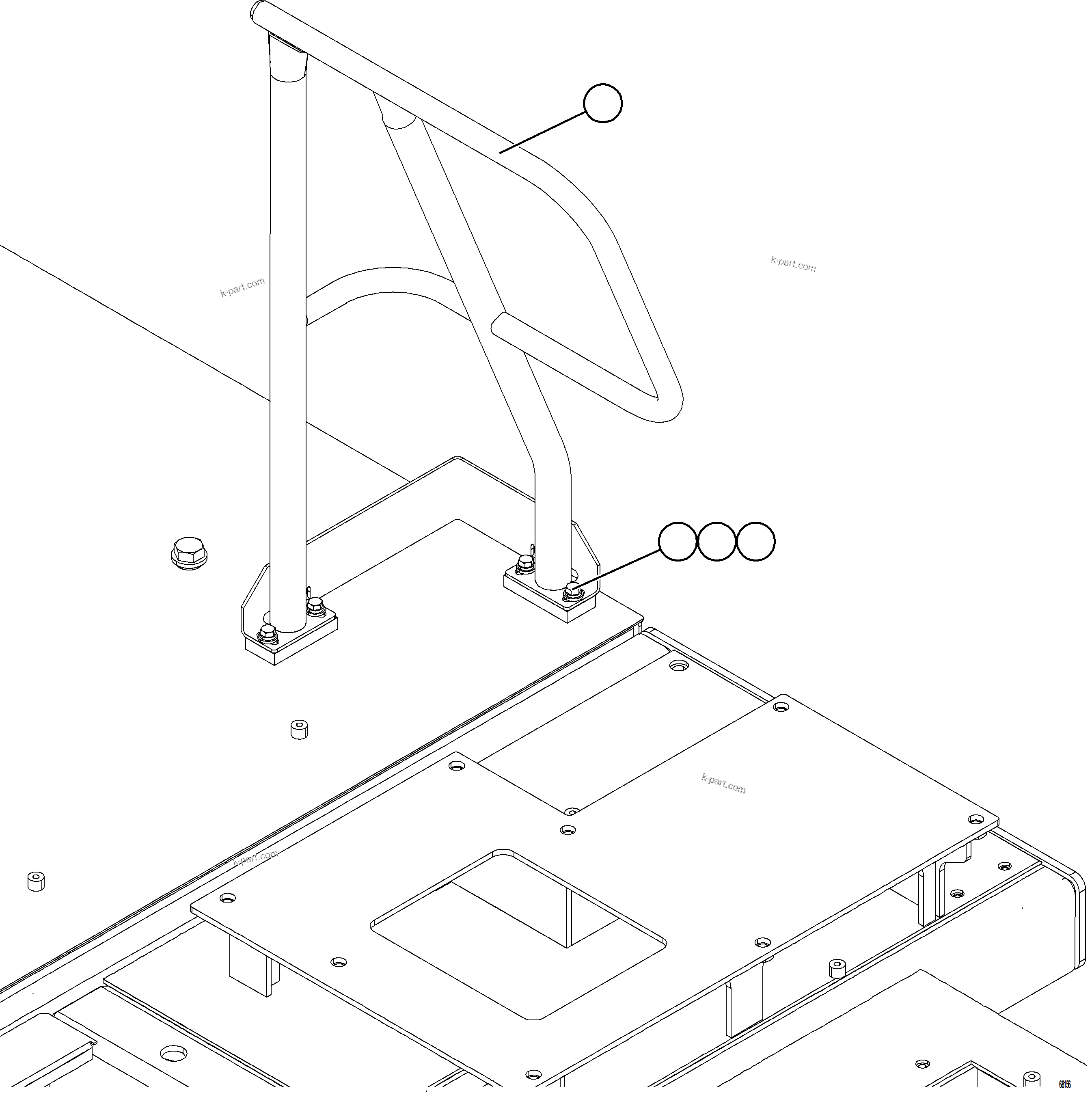 Komatsu parts book diagram for AFE78-AF 930E-5 S/N A40128 - A40129  LOMAS BAYAS: RH DECK HANDRAILS    2/2