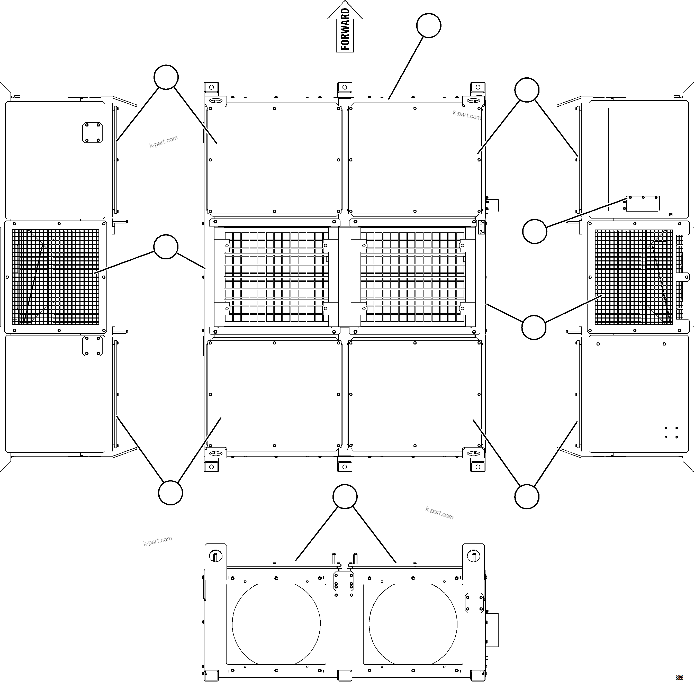 Komatsu parts book diagram for AFE78-AH 930E-5 S/N A40131 - A40132  THEISS: RETARDING GRID    1/6    58F-06-03102