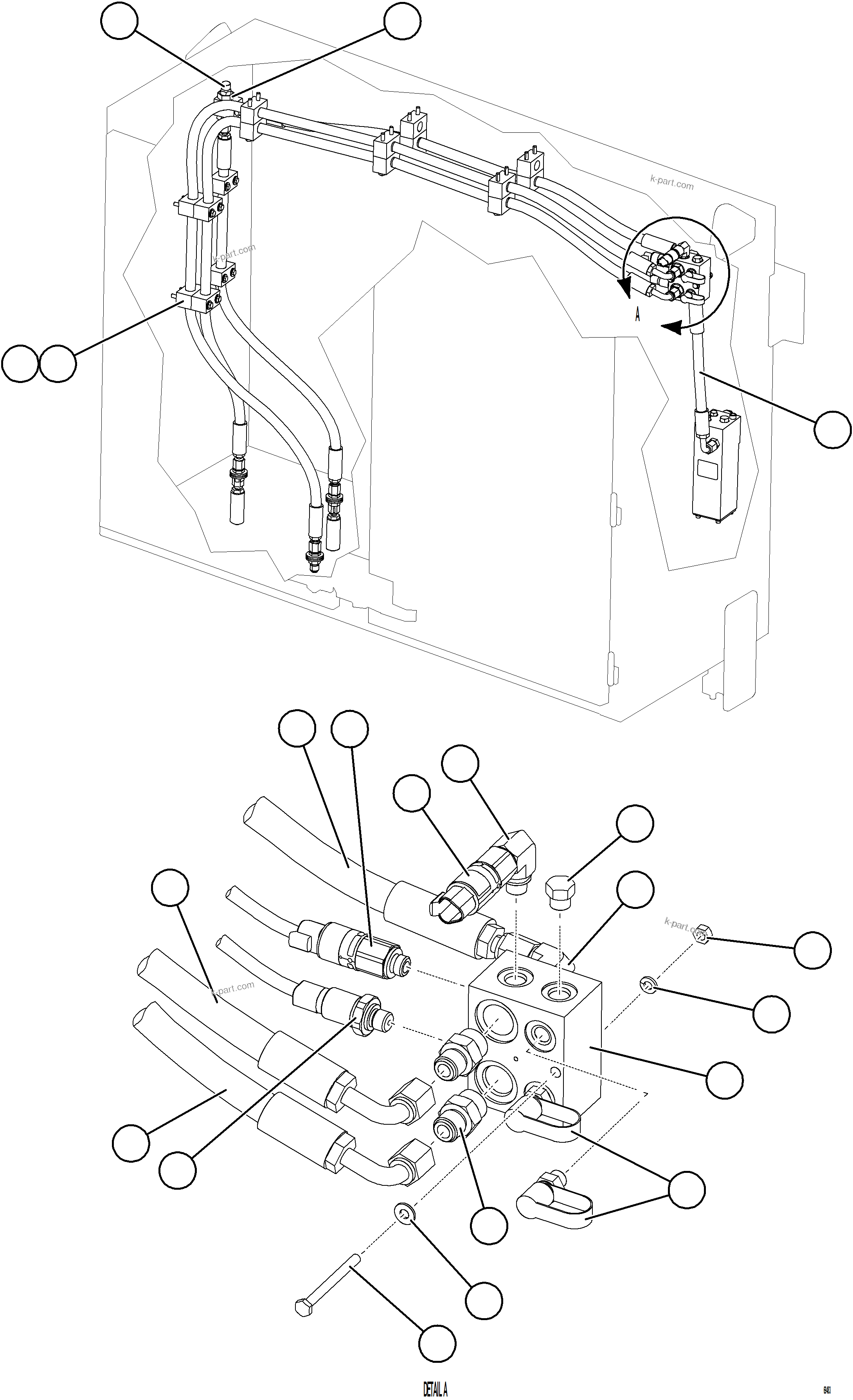 Komatsu parts book diagram for AFE78-AH 930E-5 S/N A40131 - A40132  THEISS: SHUTTLE VALVE & JUNCTION BLOCK PIPING