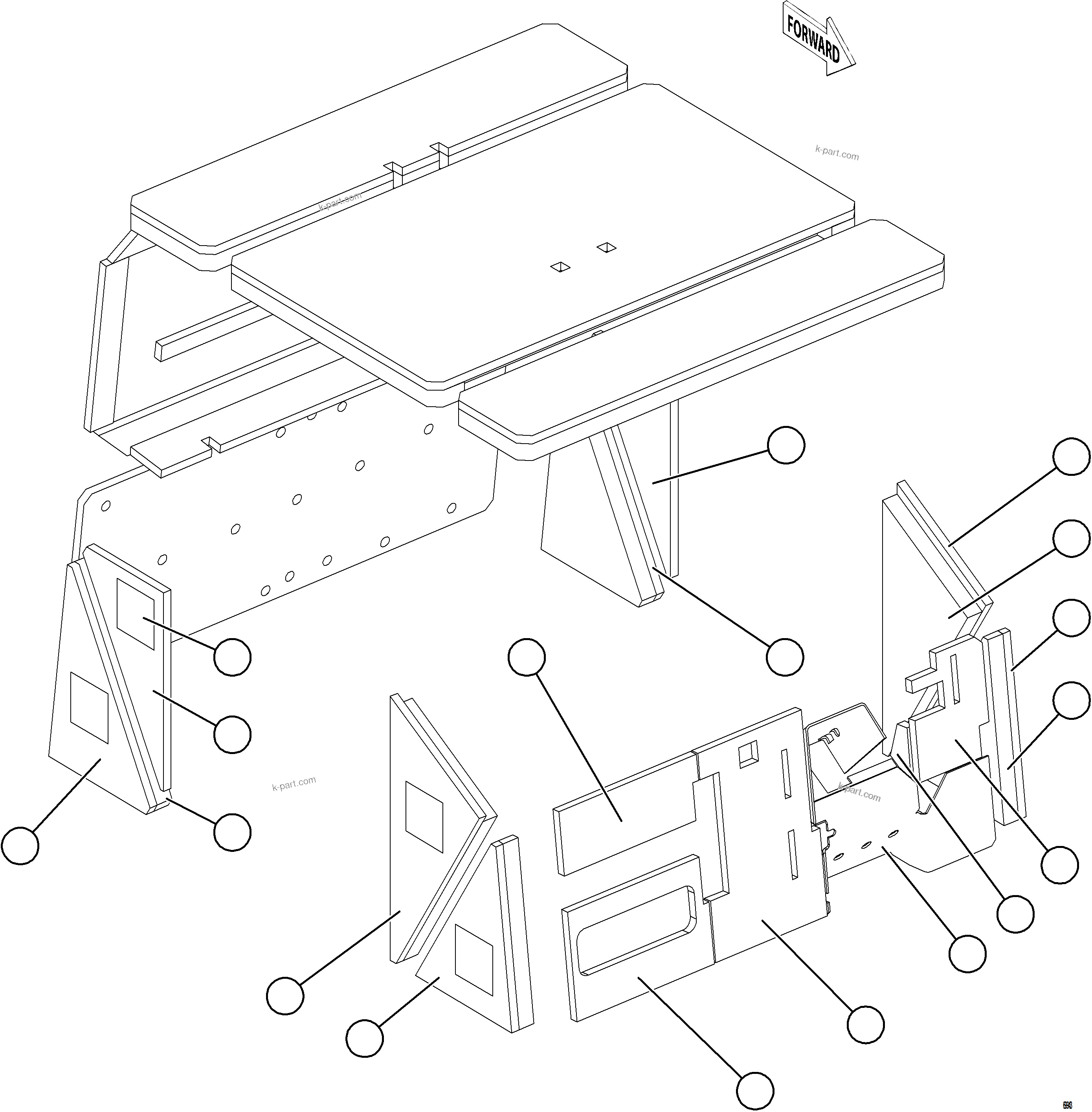 Komatsu parts book diagram for AFE78-AH 930E-5 S/N A40131 - A40132  THEISS: CAB INSULATION    1/2