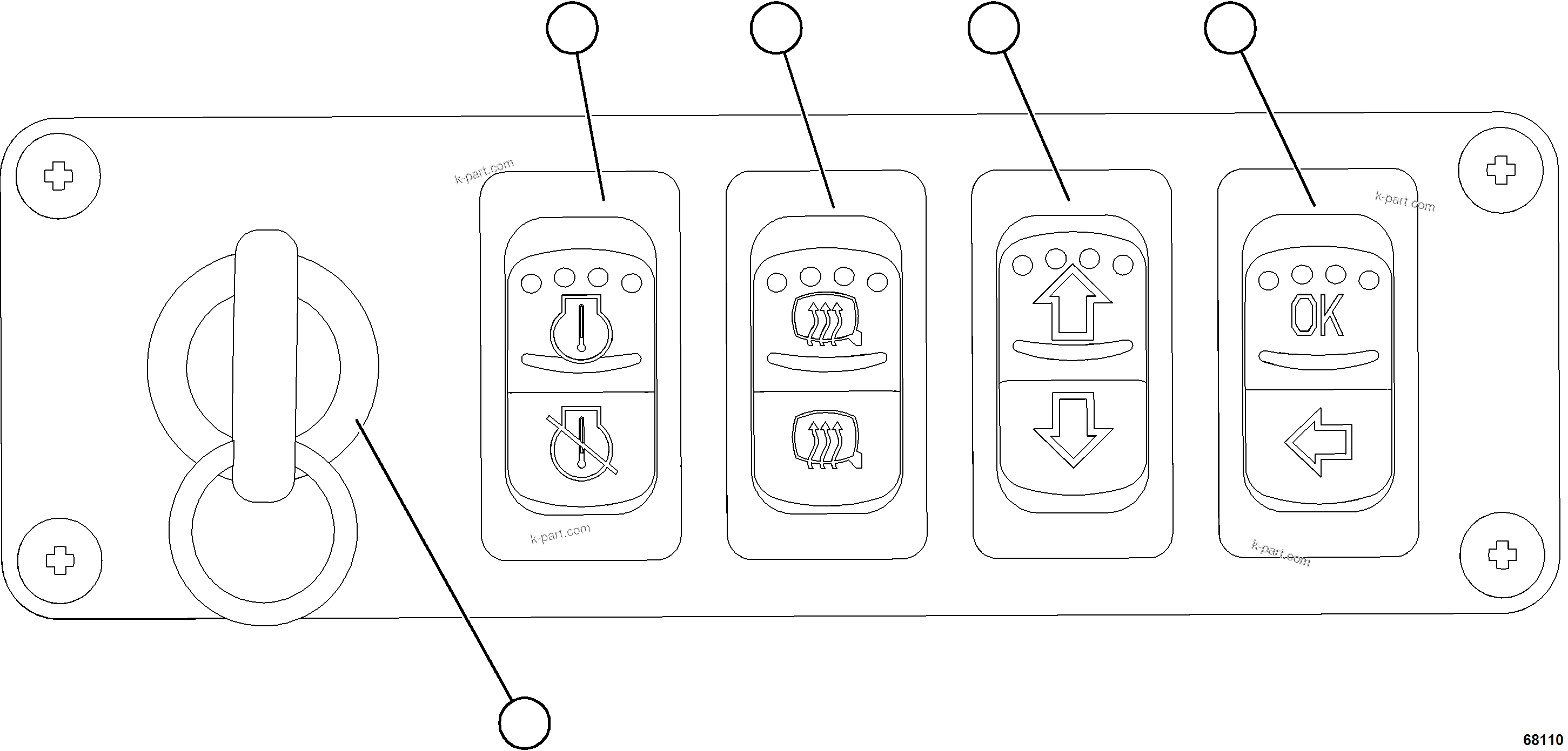 Komatsu parts book diagram for AFE78-AH 930E-5 S/N A40131 - A40132  THEISS: LOWER RH DASH SWITCHES