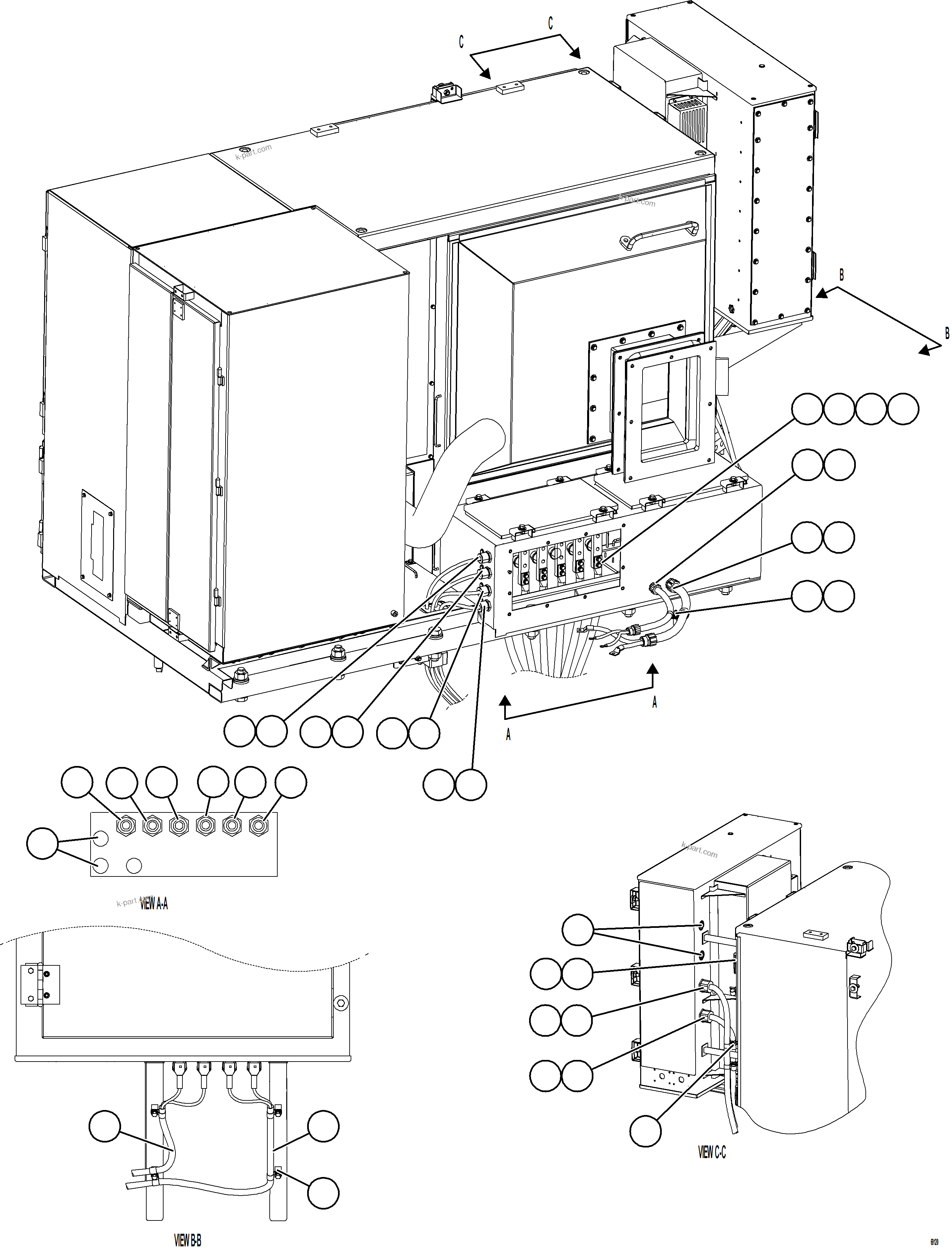 Komatsu parts book diagram for AFE78-AJ 930E-5 S/N A40133 - A40134  MARIGOLD: CONTROL CABINET EXTERNAL WIRING - AUX BLOWERS