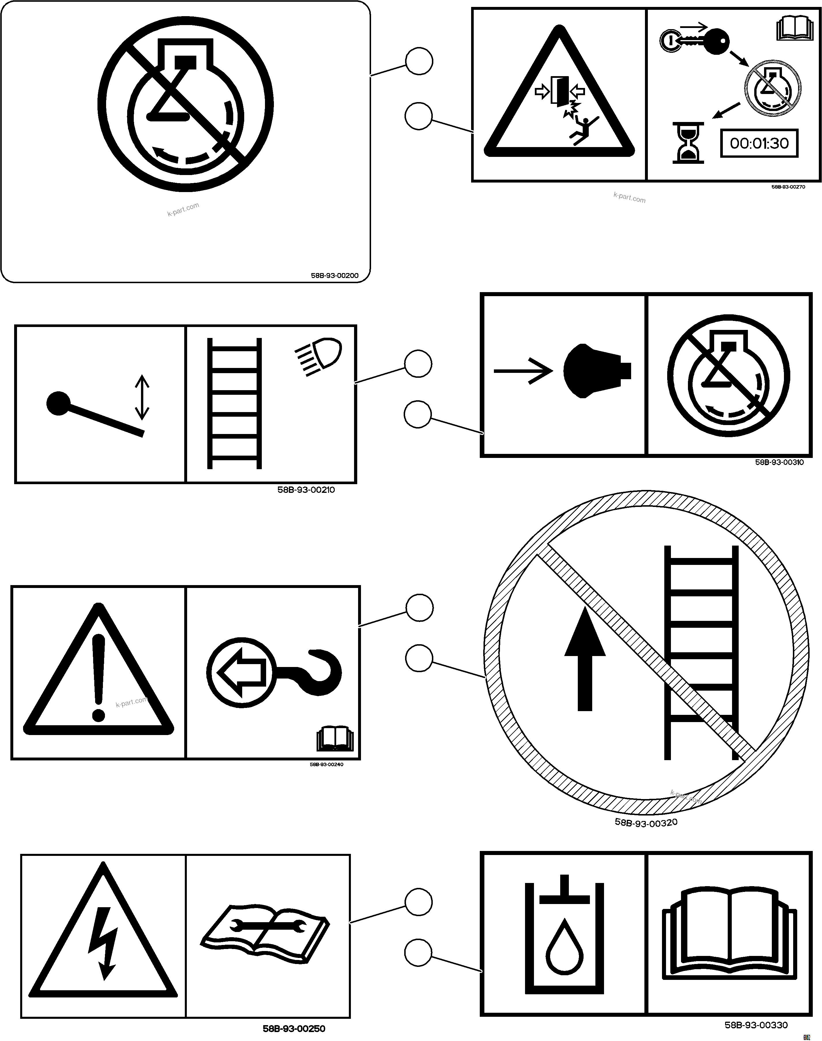 Komatsu parts book diagram for AFE78-AJ 930E-5 S/N A40133 - A40134  MARIGOLD: SAFETY LABELS    1/4