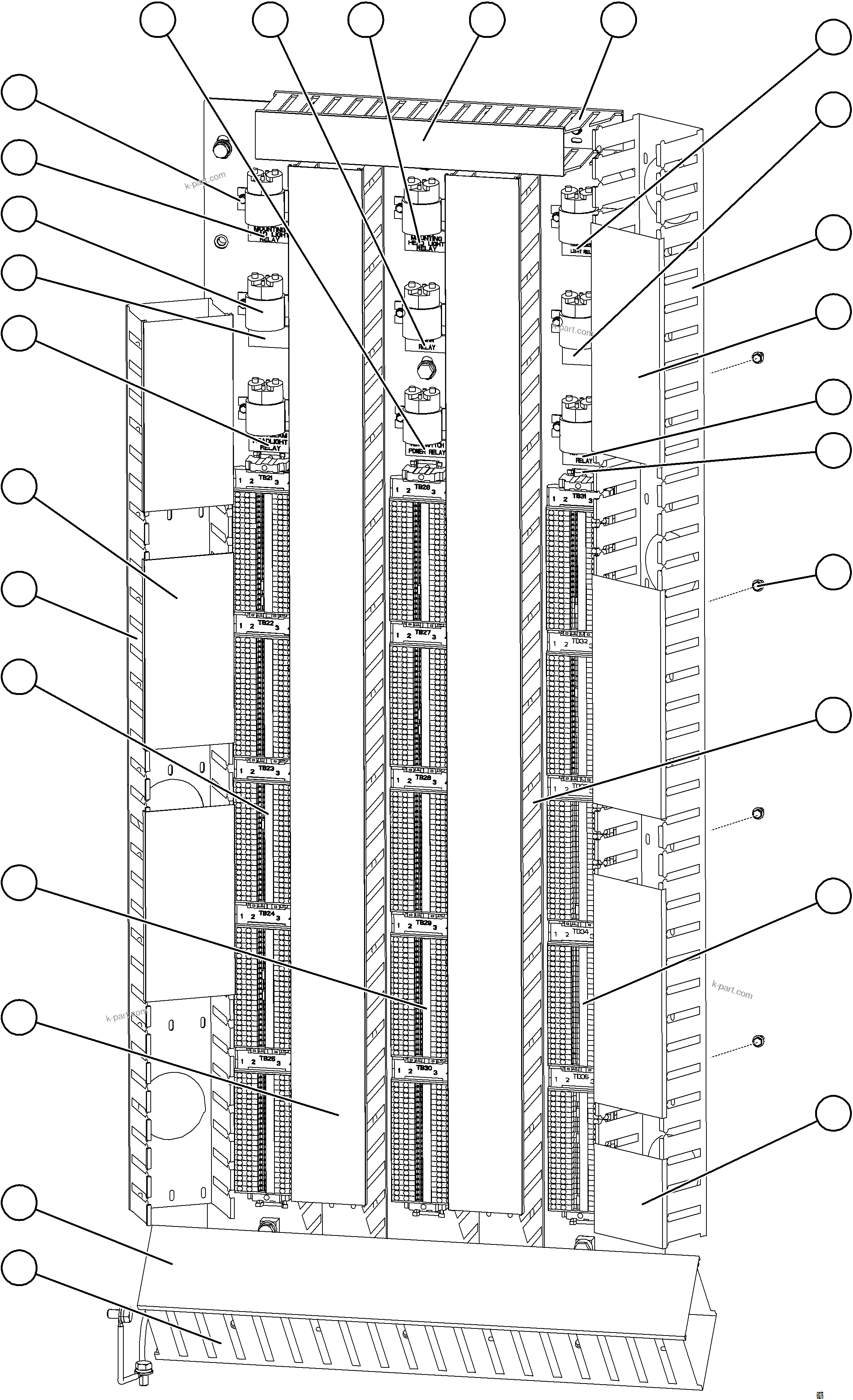 Komatsu parts book diagram for AFE78-AL 930E-5 S/N A40139 - A40140  MOGALAKWENA: AUXILIARY CONTROL CABINET - REAR WALL    1/2
