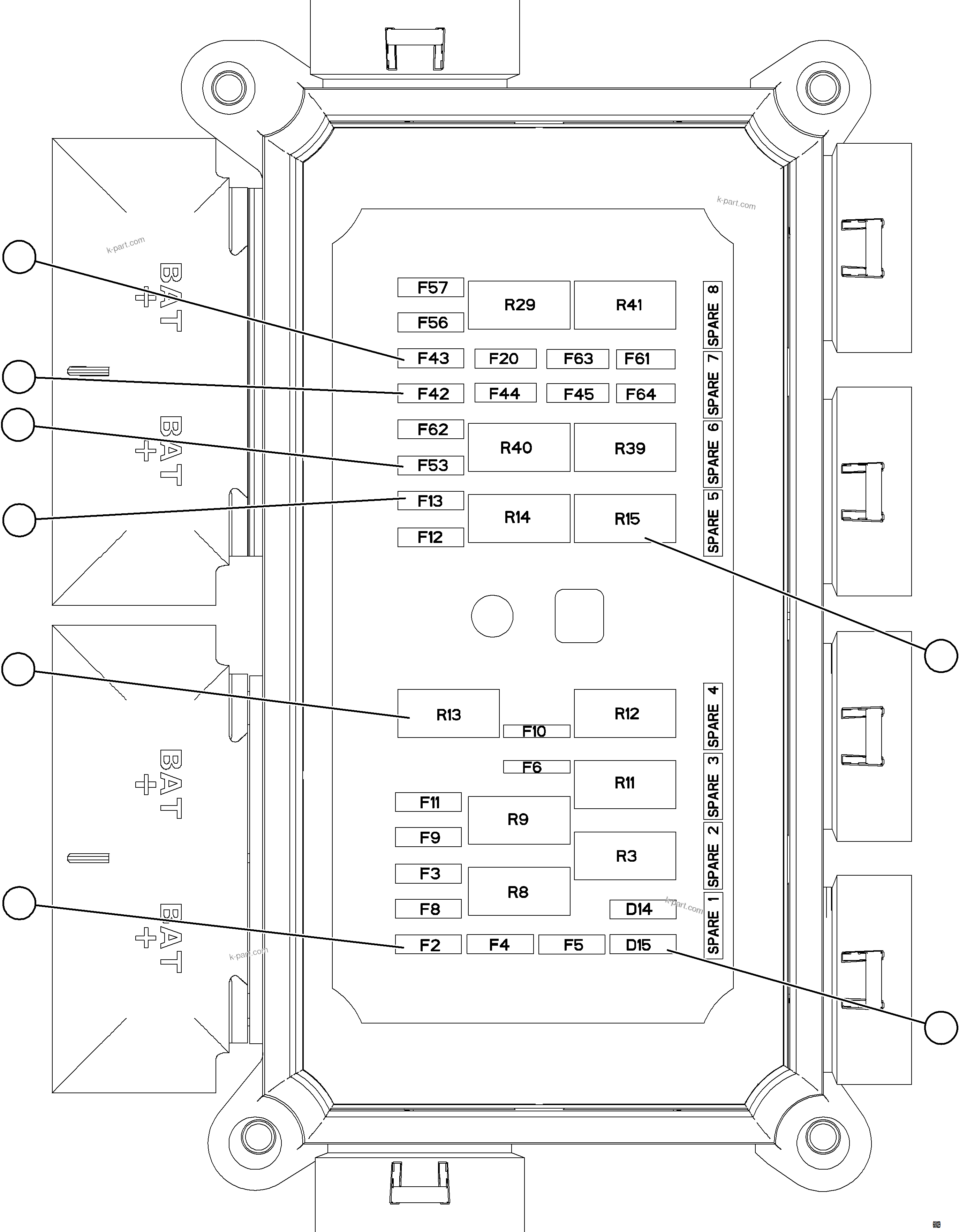 Komatsu parts book diagram for AFE78-AL 930E-5 S/N A40139 - A40140  MOGALAKWENA: VEHICLE ELECTRICAL CENTER VEC-89    58E-06-02043