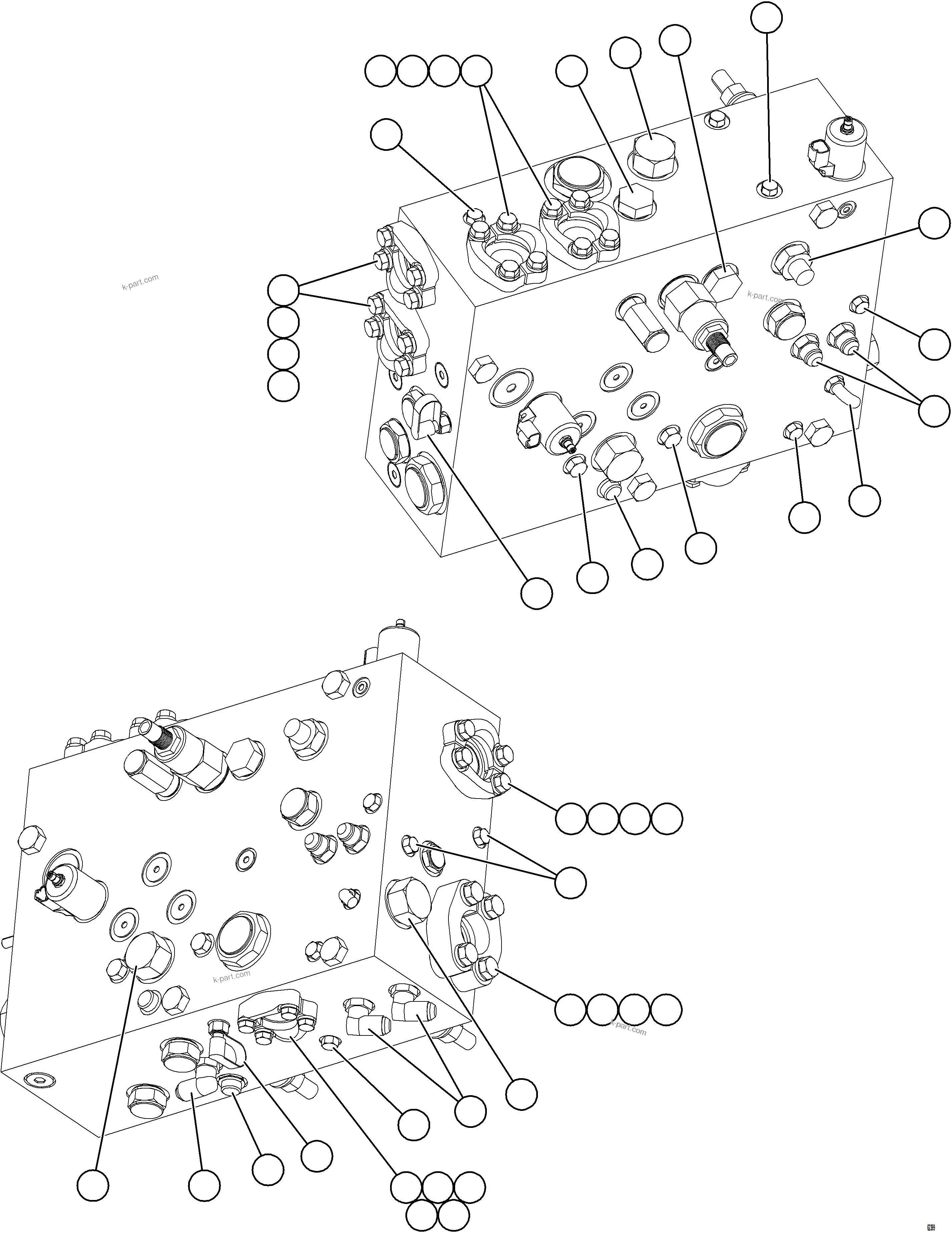 Komatsu parts book diagram for AFE78-AL 930E-5 S/N A40139 - A40140  MOGALAKWENA: STEERING BLEEDDOWN MANIFOLD PIPING    1/3