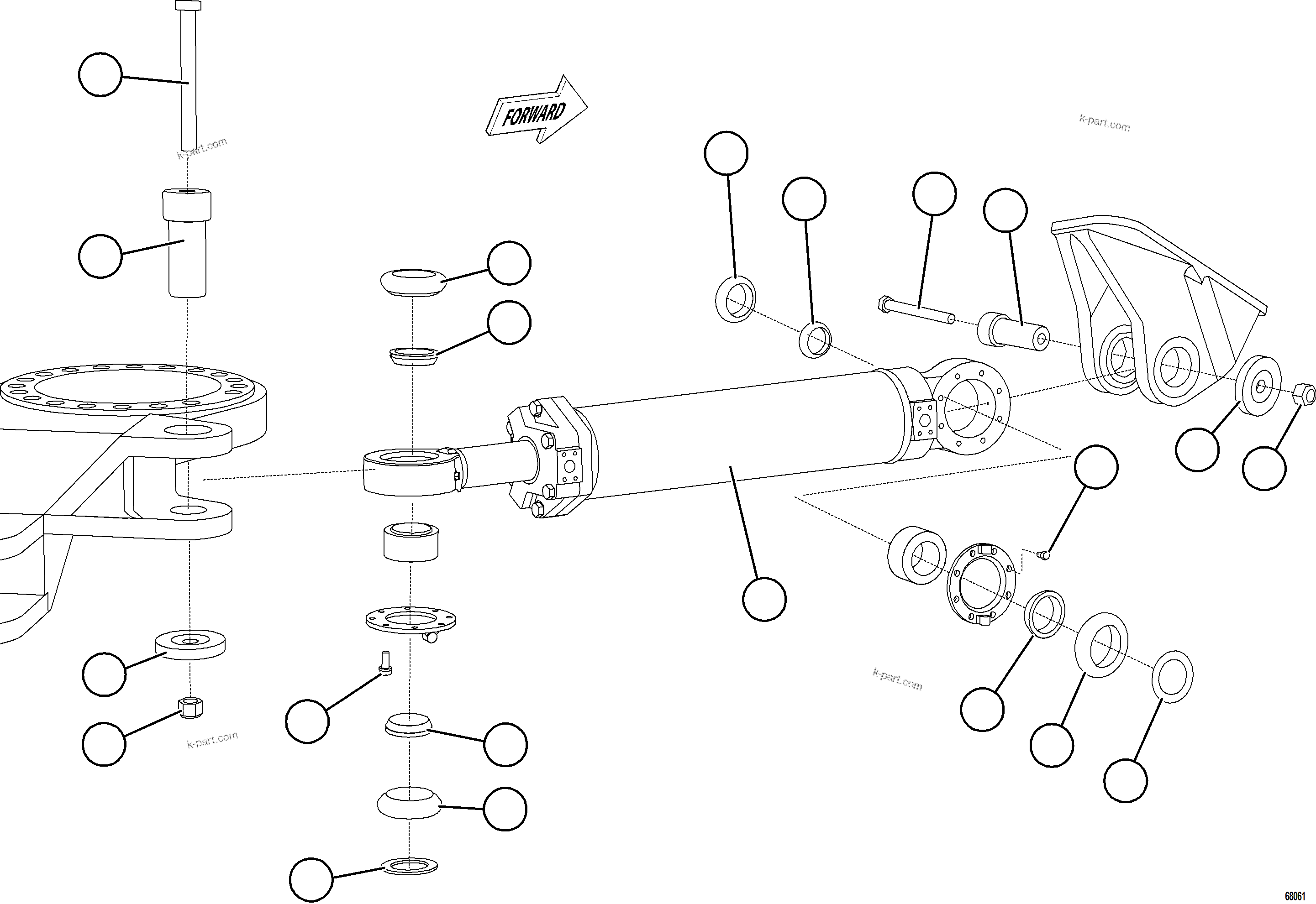 Komatsu parts book diagram for AFE78-AL 930E-5 S/N A40139 - A40140  MOGALAKWENA: STEERING CYLINDER INSTALLATION