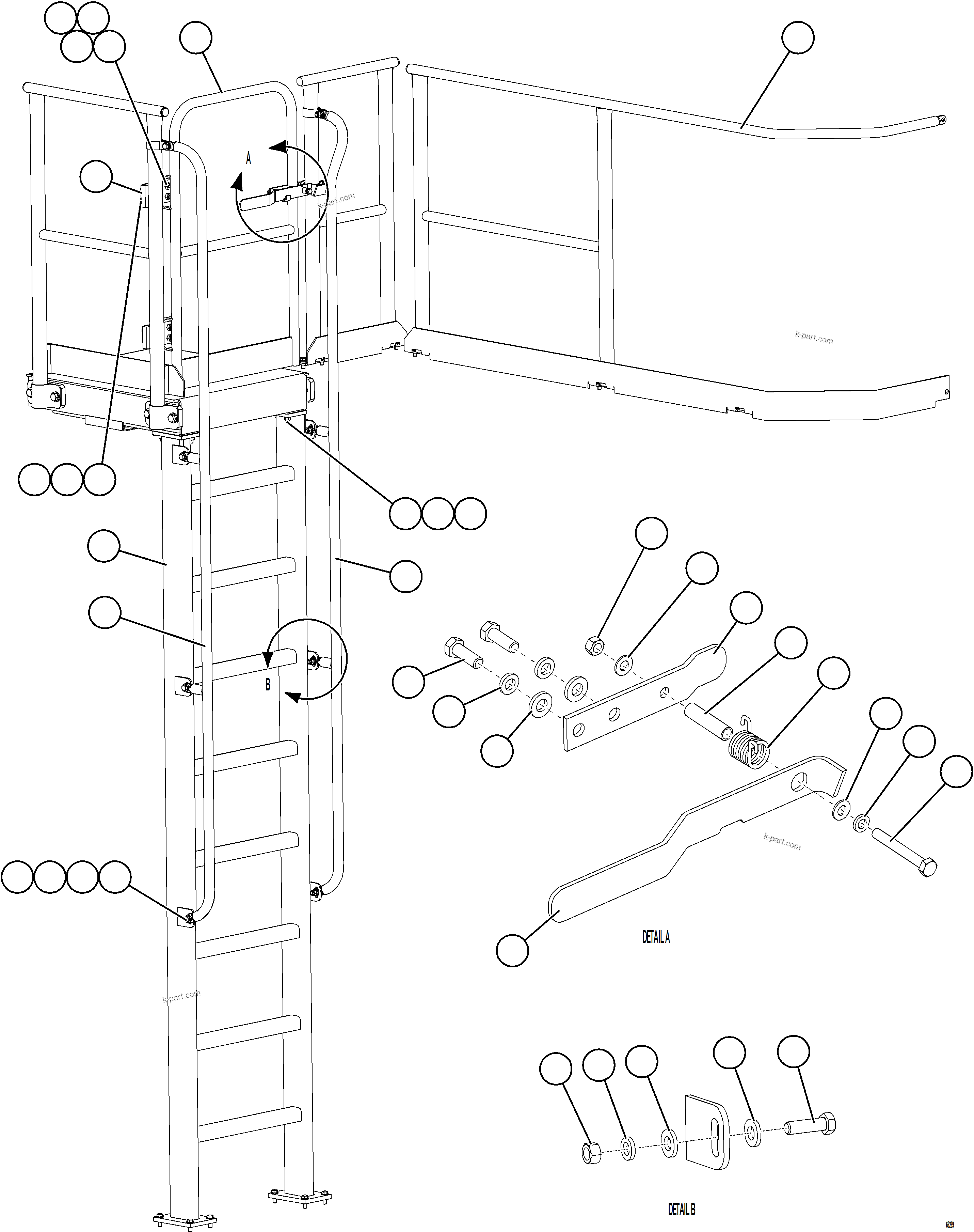 Komatsu parts book diagram for AFE78-AL 930E-5 S/N A40139 - A40140  MOGALAKWENA: LH EMERGENCY GATE AND LADDER