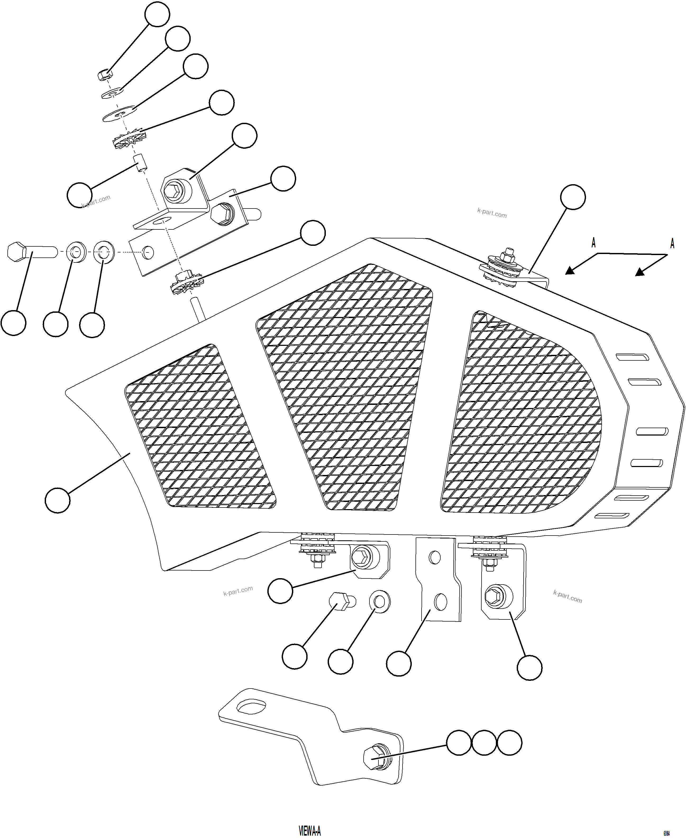 Komatsu parts book diagram for AFE78-AL 930E-5 S/N A40139 - A40140  MOGALAKWENA: ALTERNATOR GUARD ASSEMBLY    58E-08-01000