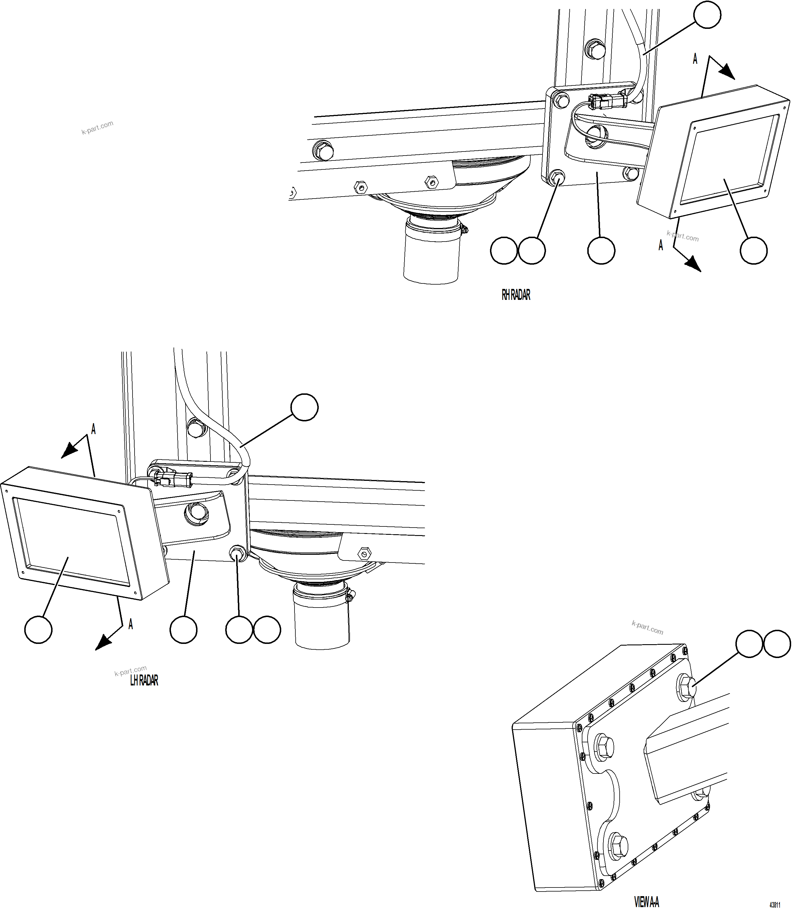 Komatsu parts book diagram for AFE78-AL 930E-5 S/N A40139 - A40140  MOGALAKWENA: KOMVISION RADAR INSTALLATION - SIDES