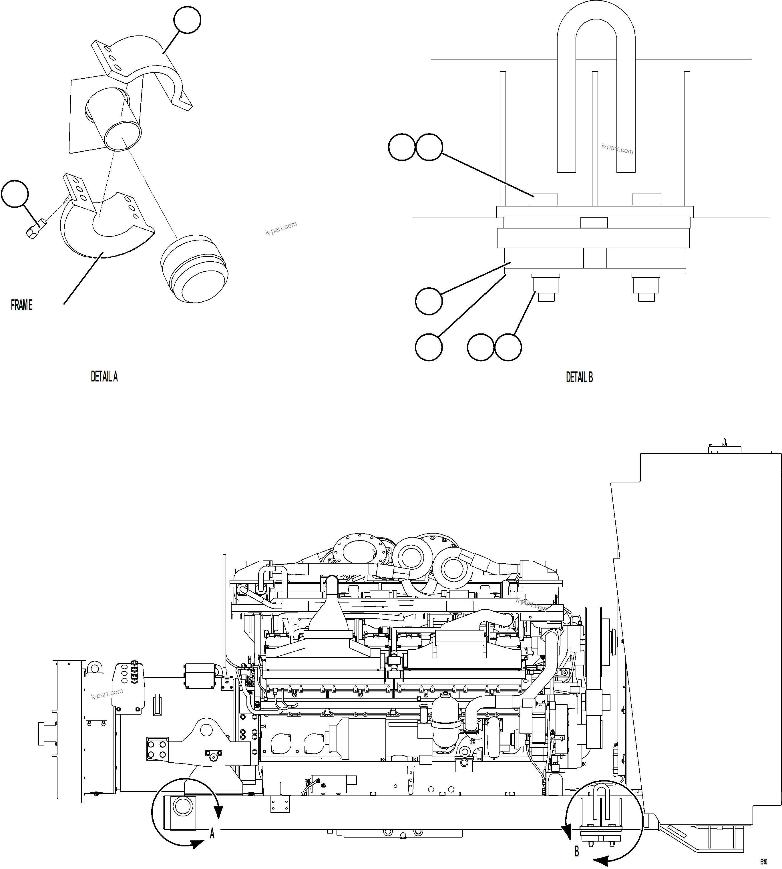 Komatsu parts book diagram for AFE78-AM 930E-5 S/N A40141  IOCC: ENGINE AND SUB-FRAME MOUNTS