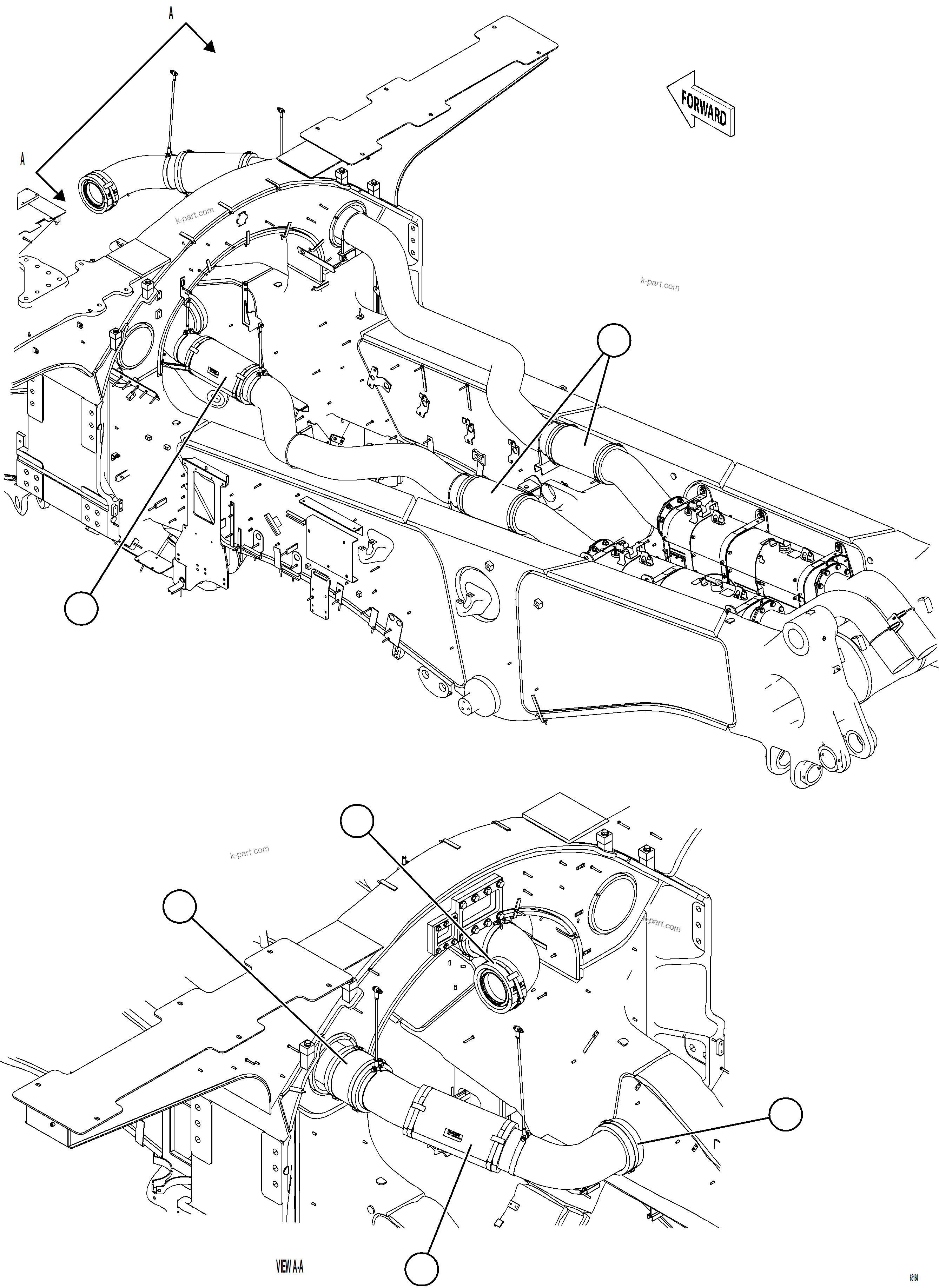 Komatsu parts book diagram for AFE78-AM 930E-5 S/N A40141  IOCC: EXHAUST BLANKETS