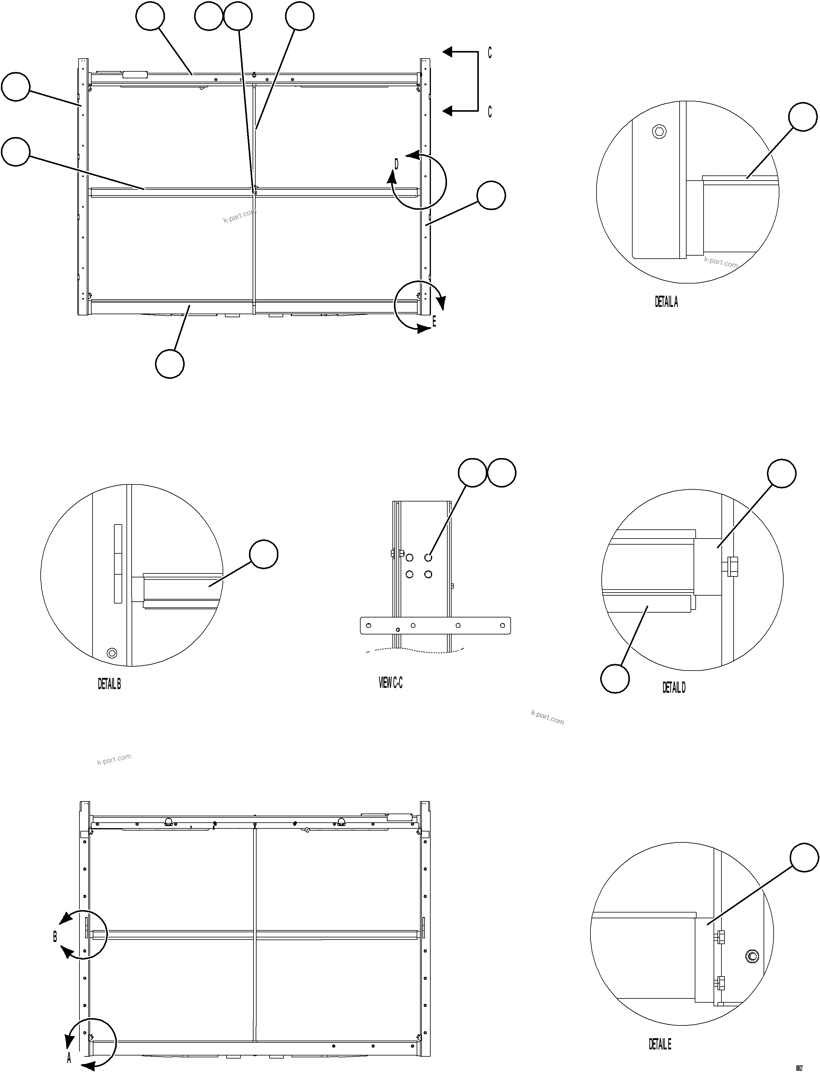 Komatsu parts book diagram for AFE78-AM 930E-5 S/N A40141  IOCC: LOW TEMPERATURE CORE    58F-03-02110