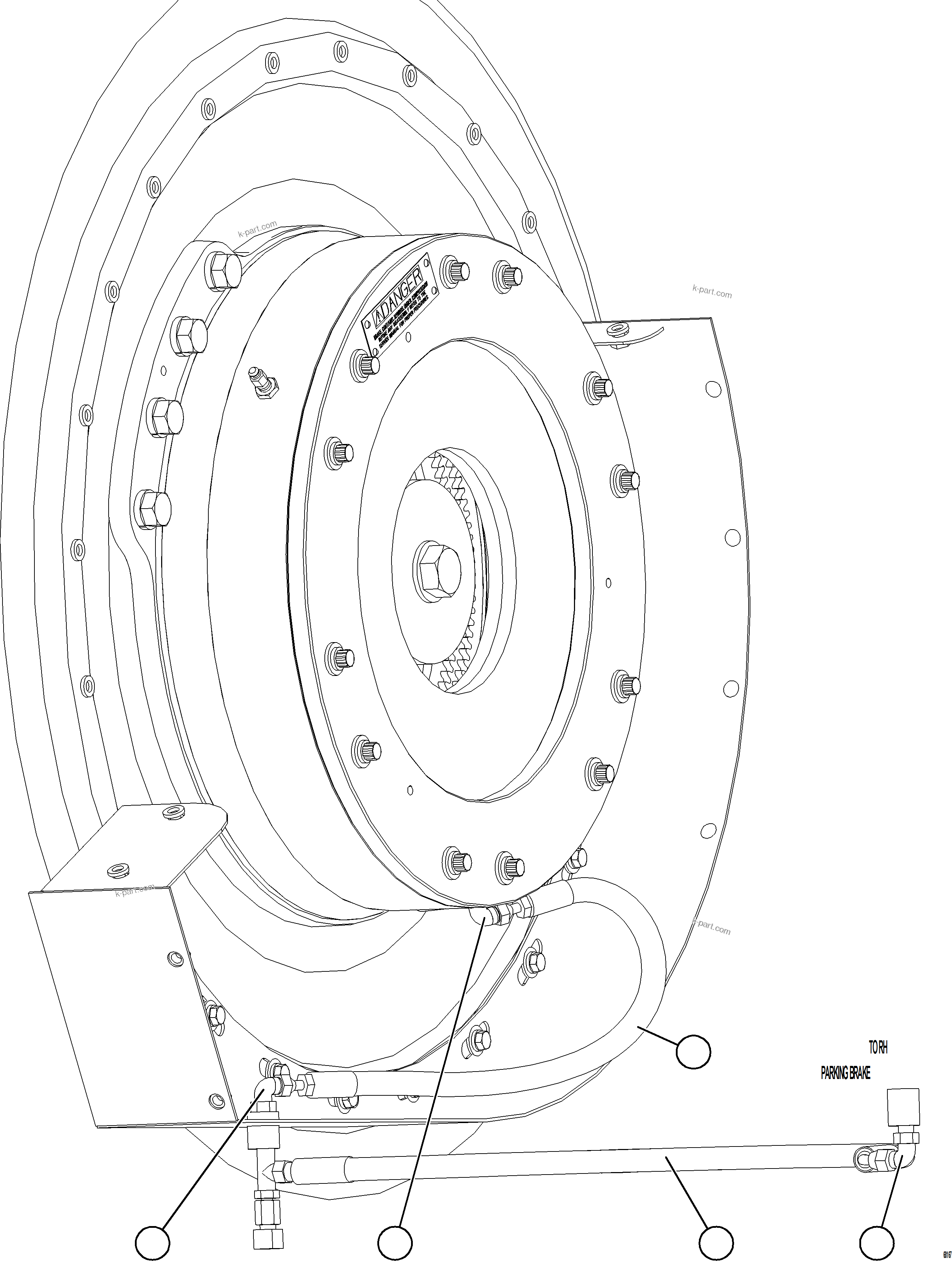 Komatsu parts book diagram for AFE78-AM 930E-5 S/N A40141  IOCC: PARKING BRAKE PIPING