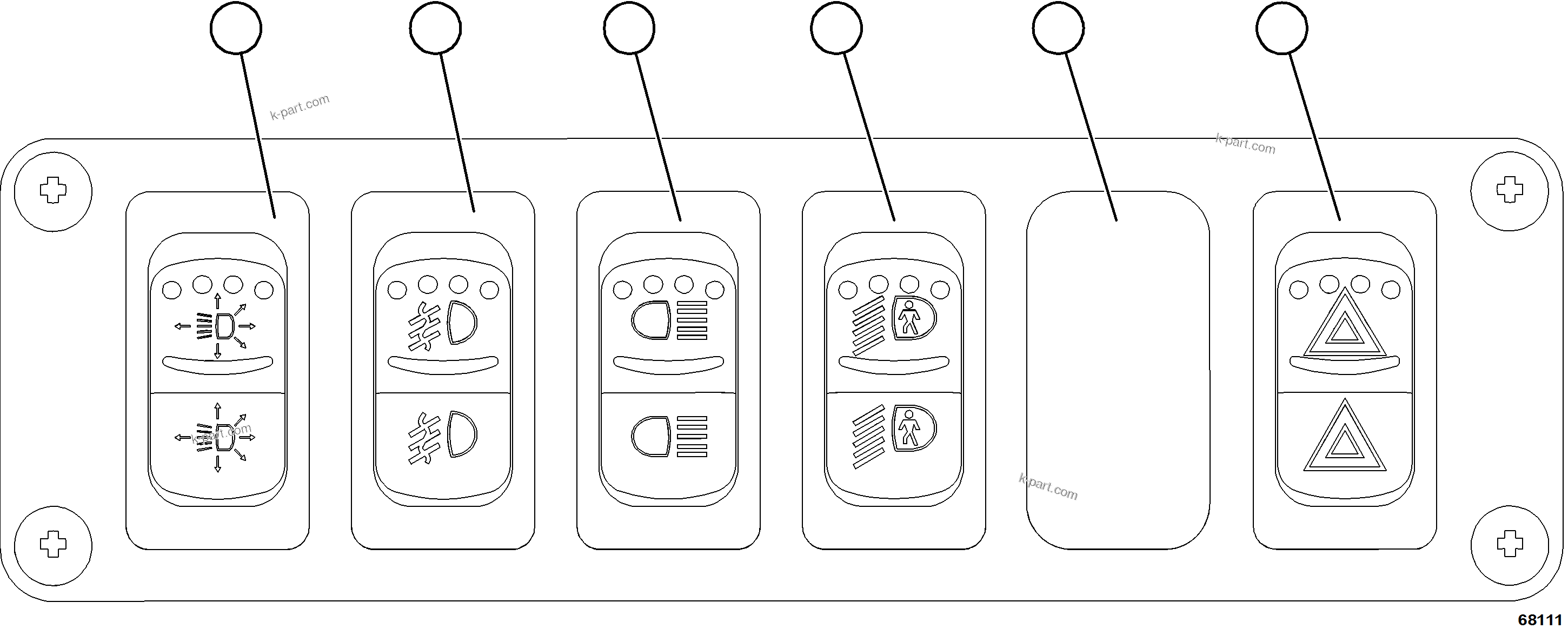 Komatsu parts book diagram for AFE78-AM 930E-5 S/N A40141  IOCC: LOWER LH DASH SWITCHES