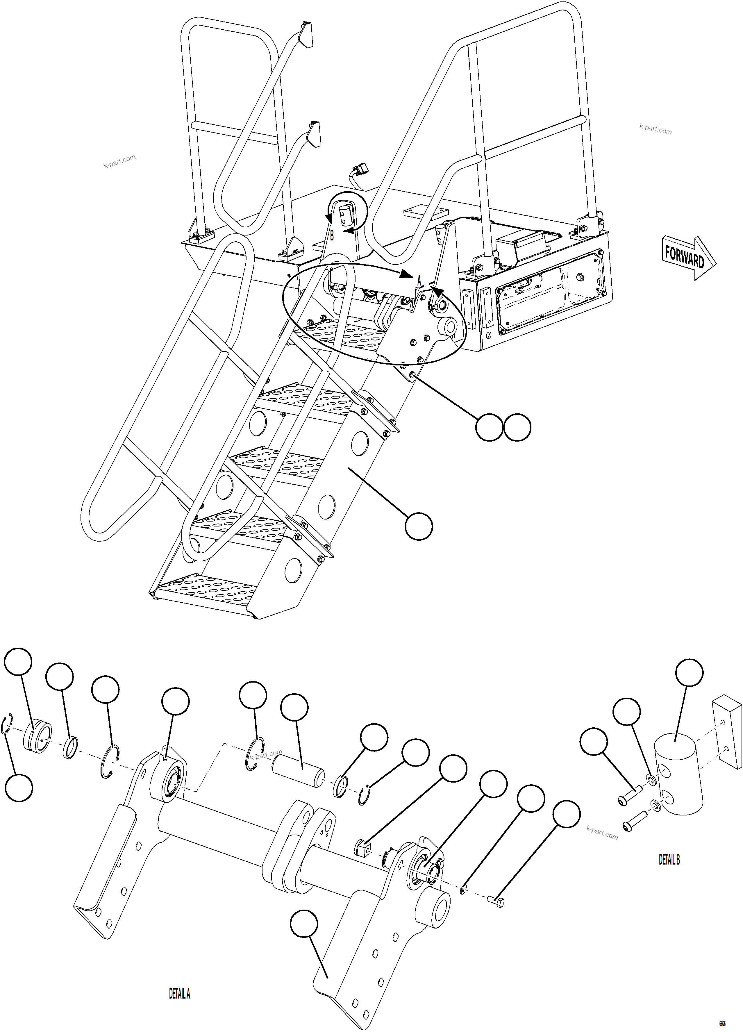 Komatsu parts book diagram for AFE78-AM 930E-5 S/N A40141  IOCC: RETRACTABLE LADDER INSTALLATION