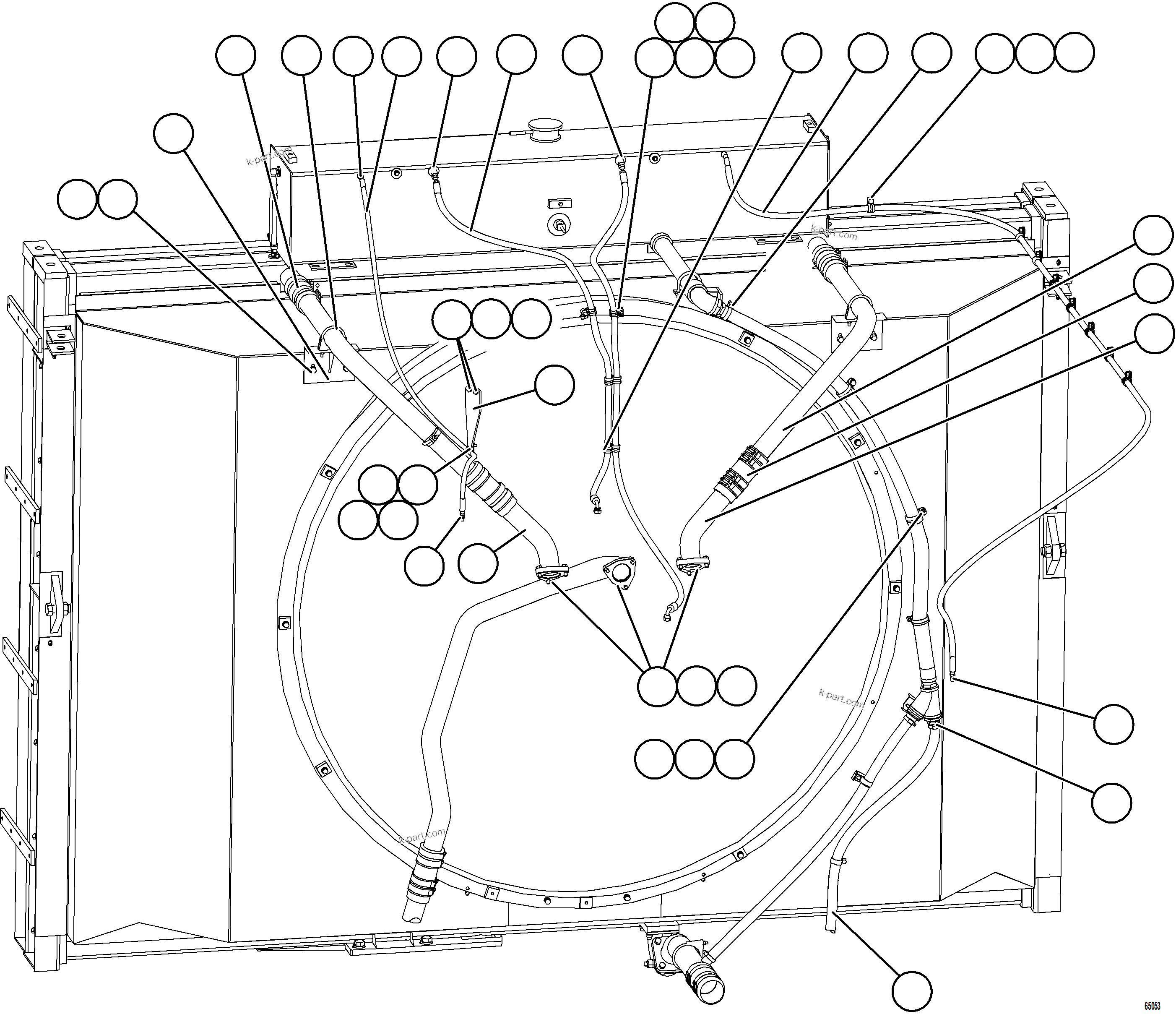 Komatsu parts book diagram for AFE78-BB 930E-5 S/N A40173 - A40175, A40181  LOMAS BAYAS: RADIATOR PIPING    1/4