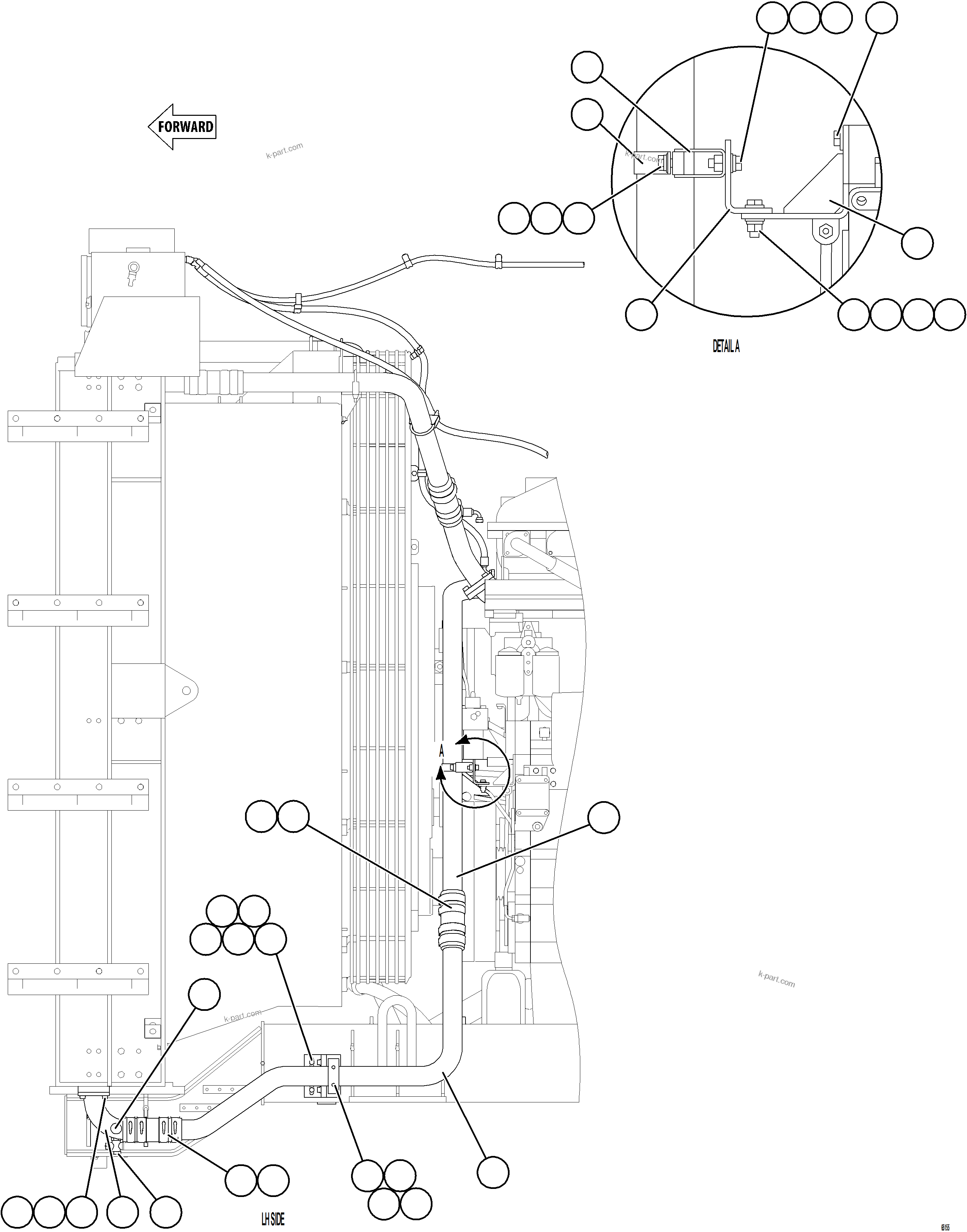 Komatsu parts book diagram for AFE78-BB 930E-5 S/N A40173 - A40175, A40181  LOMAS BAYAS: RADIATOR PIPING    2/4