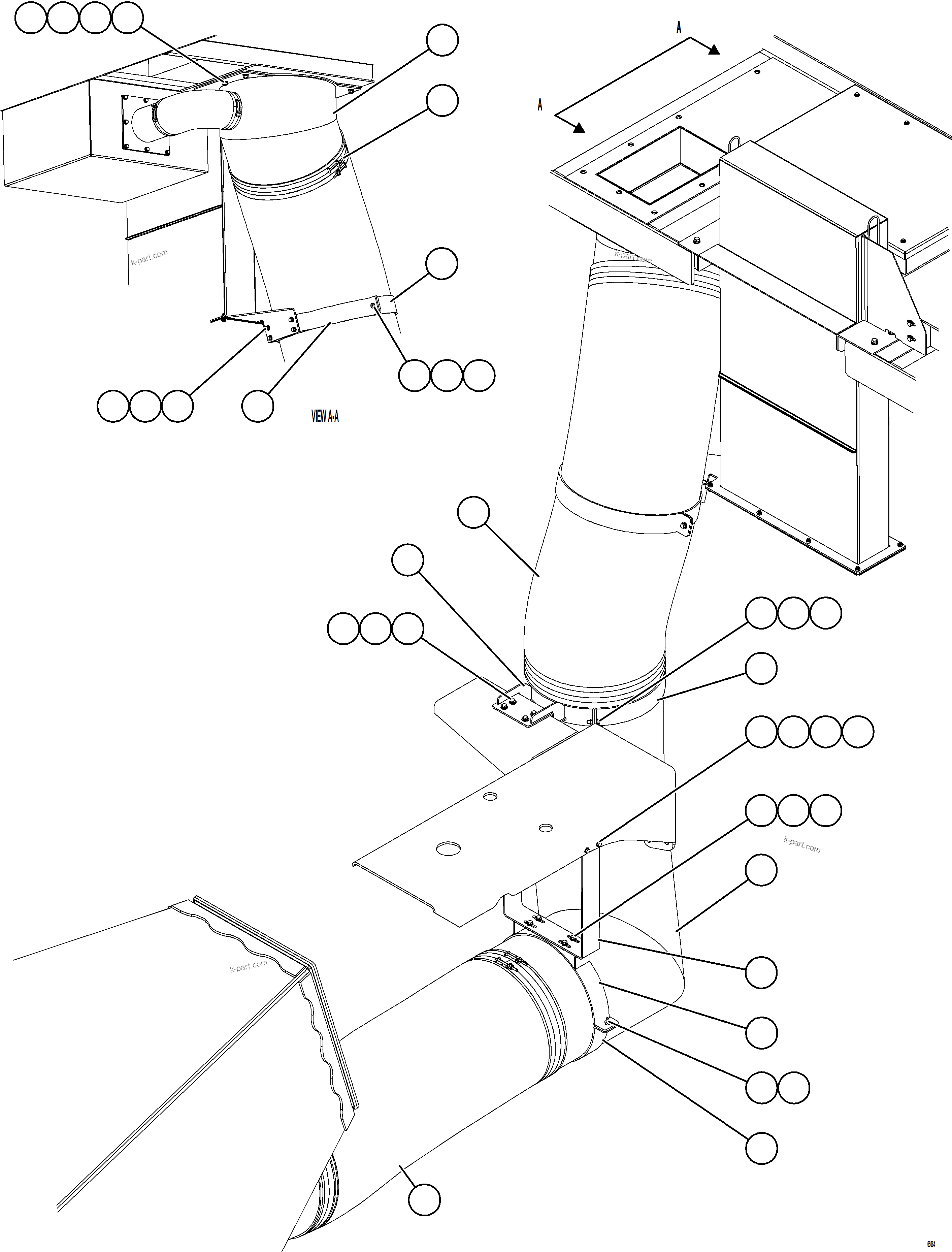 Komatsu parts book diagram for AFE78-BB 930E-5 S/N A40173 - A40175, A40181  LOMAS BAYAS: REAR AXLE BLOWER DUCTS