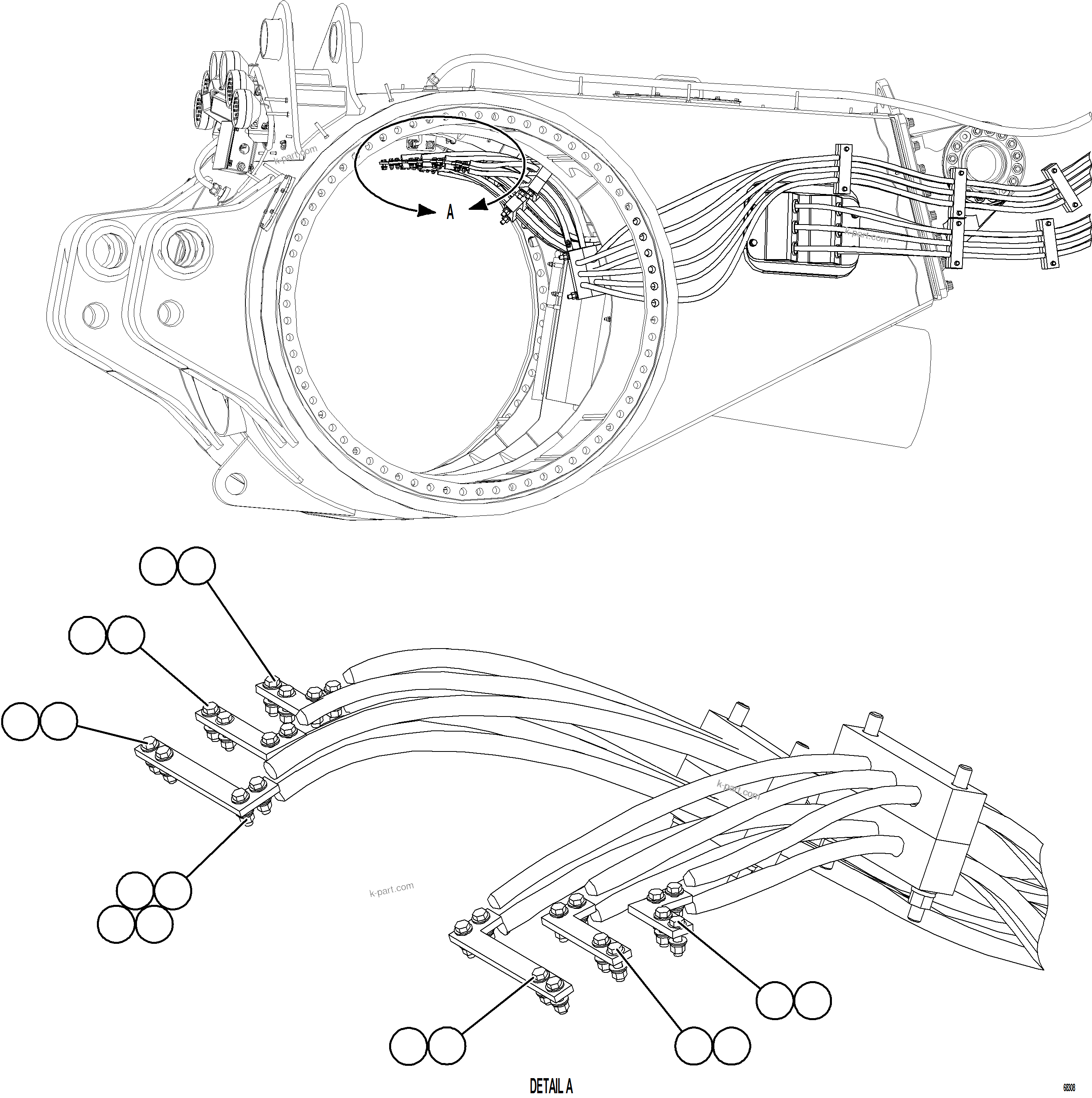 Komatsu parts book diagram for AFE78-BB 930E-5 S/N A40173 - A40175, A40181  LOMAS BAYAS: WHEEL MOTOR CABLE CONNECTIONS