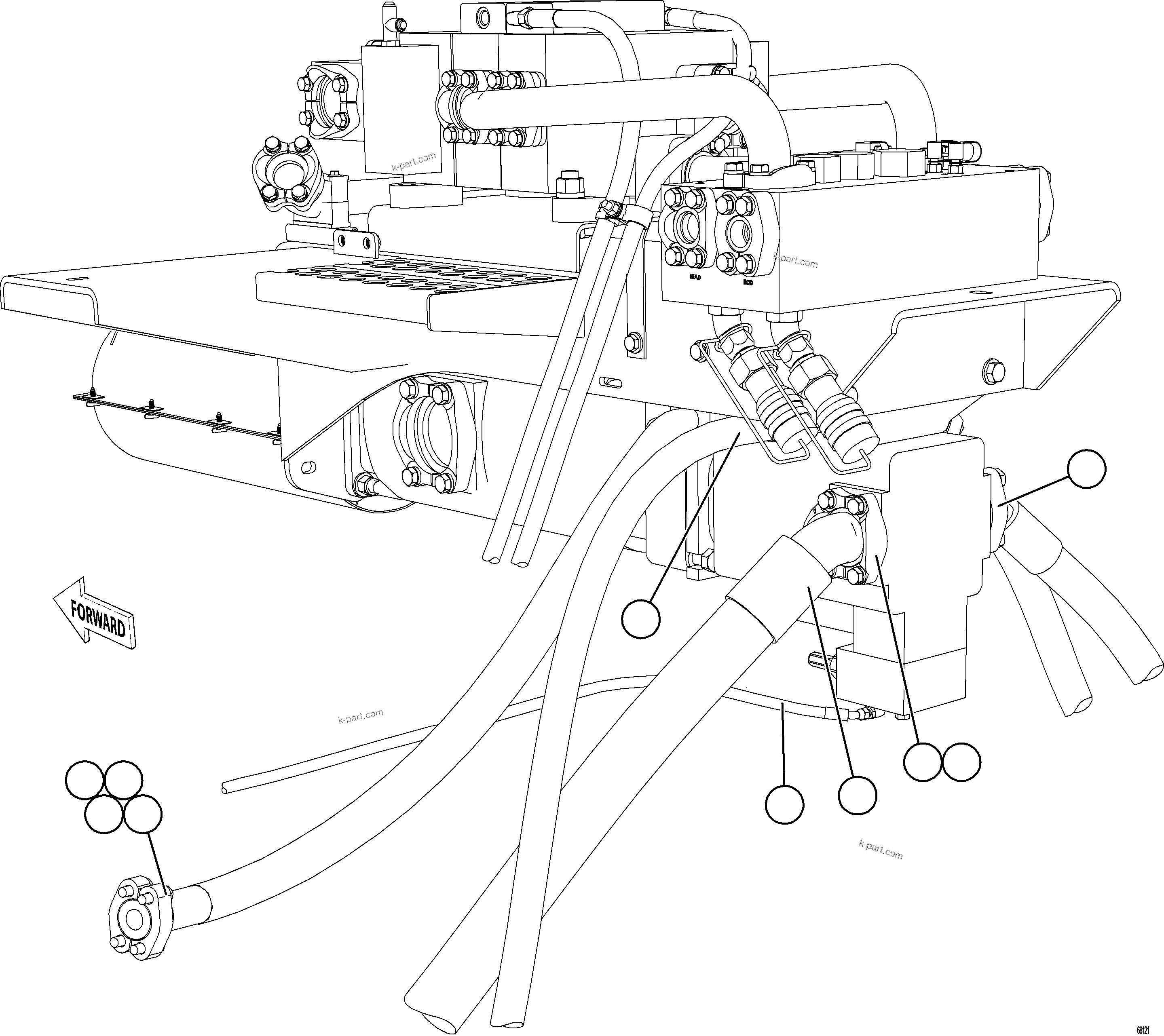 Komatsu parts book diagram for AFE78-BB 930E-5 S/N A40173 - A40175, A40181  LOMAS BAYAS: HYDRAULIC TANK PIPING - STEERING CIRCUIT    1/2
