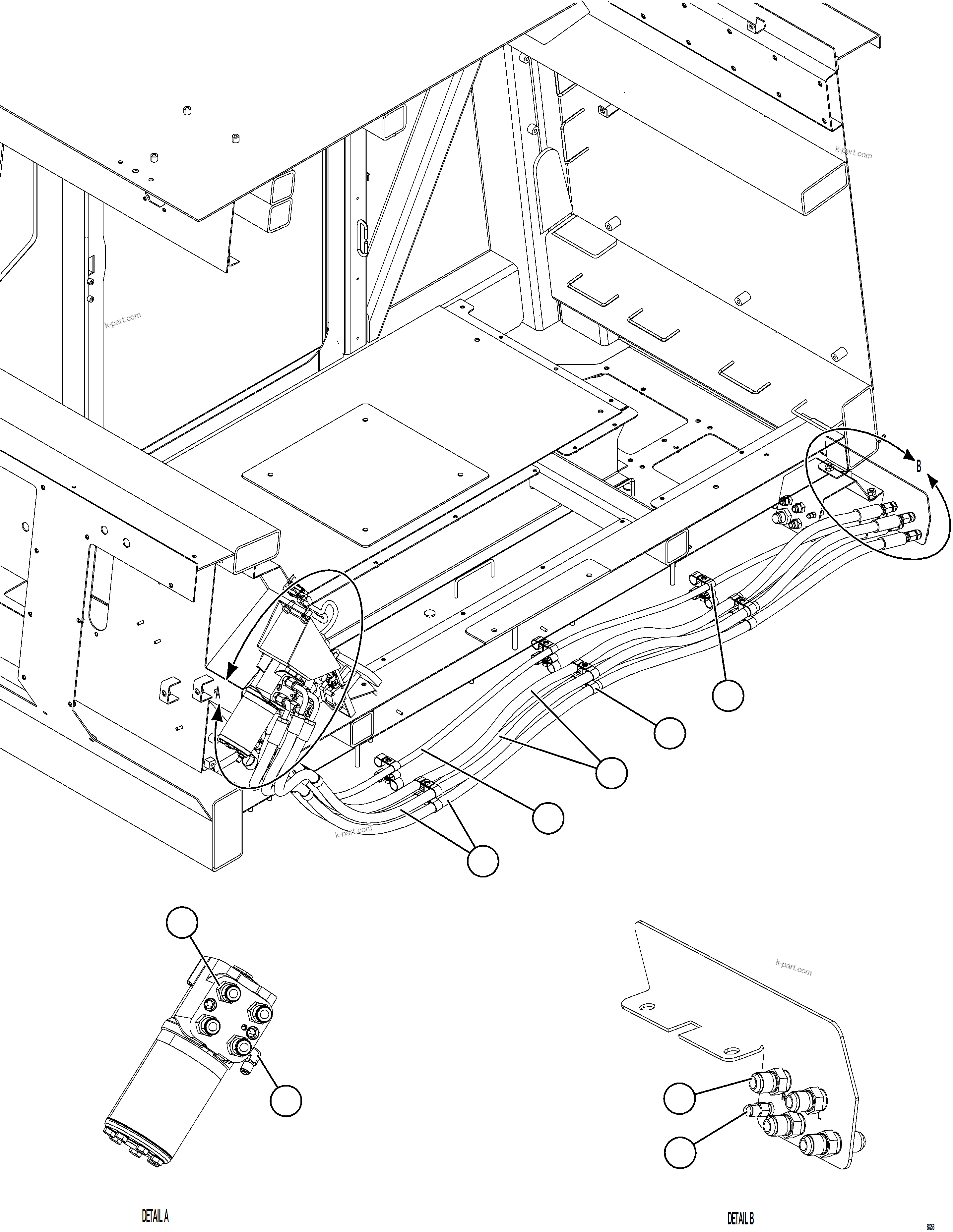 Komatsu parts book diagram for AFE78-BB 930E-5 S/N A40173 - A40175, A40181  LOMAS BAYAS: STEERING CONTROL UNIT PIPING    1/2