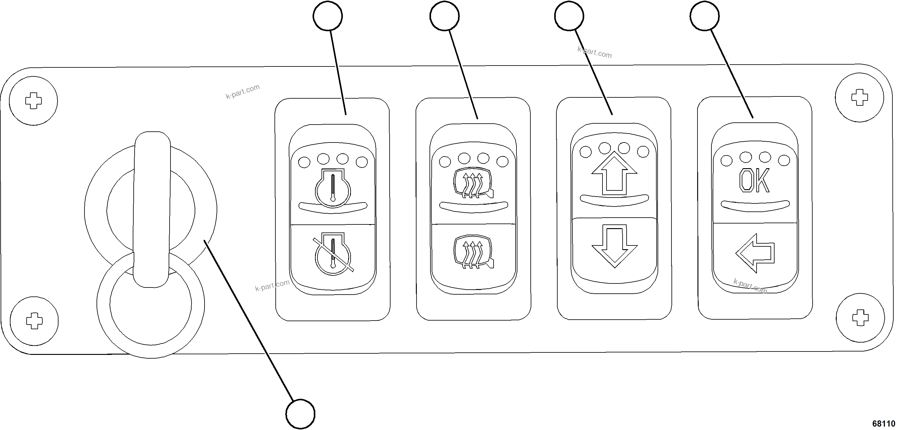 Komatsu parts book diagram for AFE78-BB 930E-5 S/N A40173 - A40175, A40181  LOMAS BAYAS: LOWER RH DASH SWITCHES