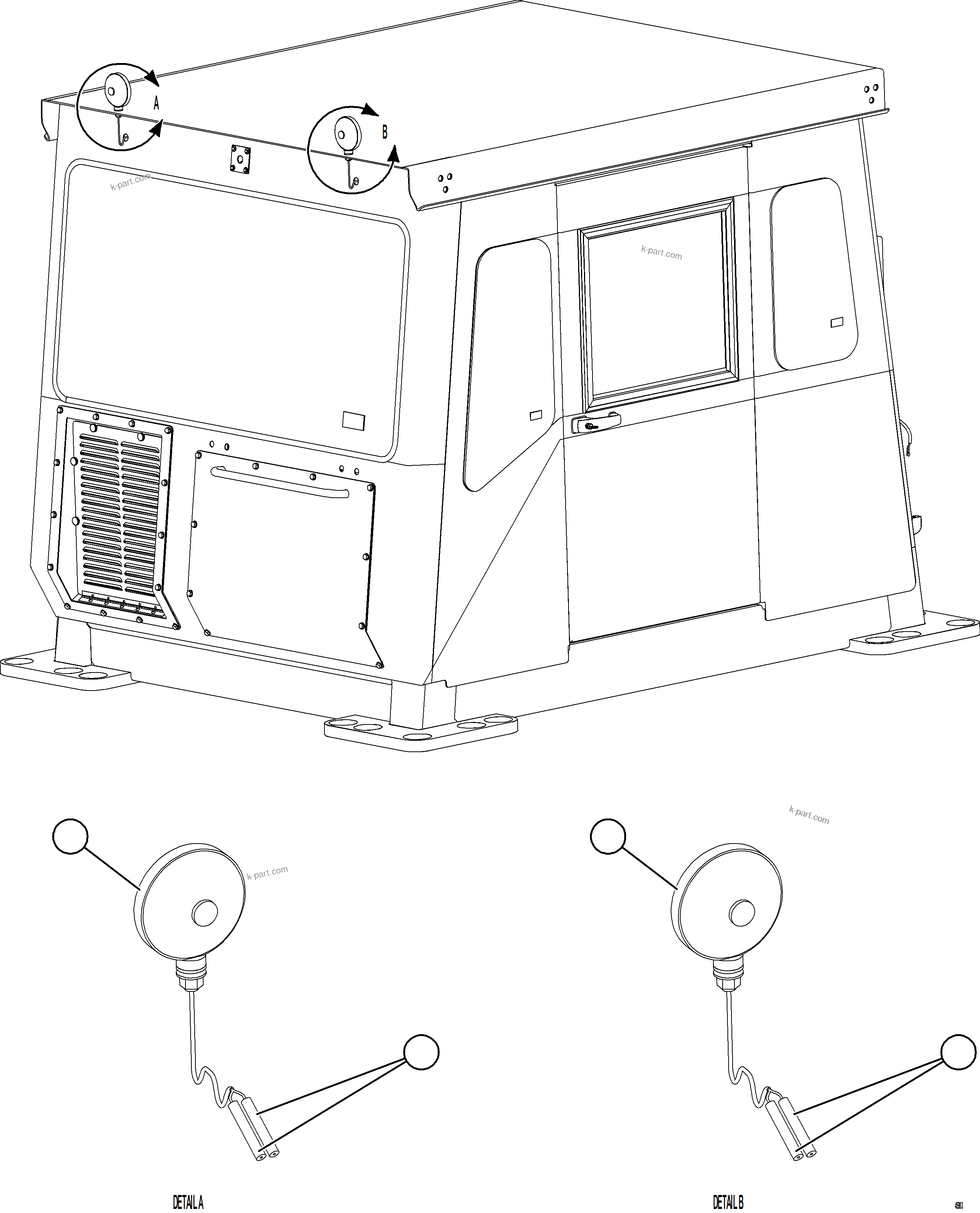 Komatsu parts book diagram for AFE78-BB 930E-5 S/N A40173 - A40175, A40181  LOMAS BAYAS: CAB RETARD/BRAKE LIGHTS