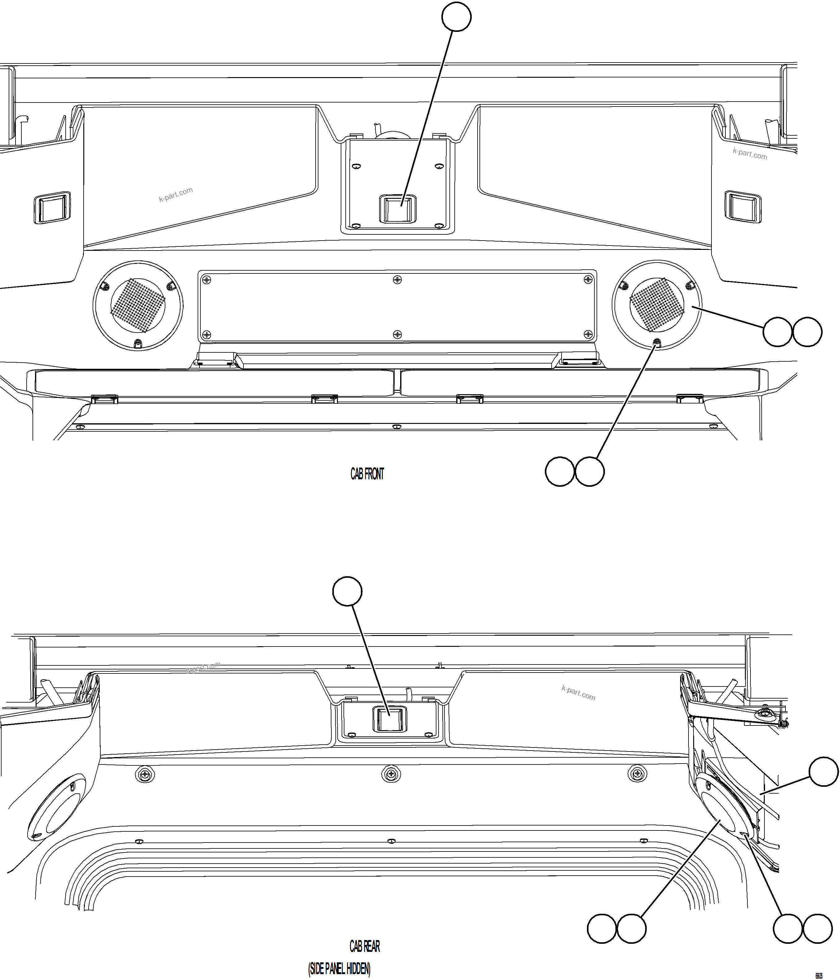 Komatsu parts book diagram for AFE78-BB 930E-5 S/N A40173 - A40175, A40181  LOMAS BAYAS: CAB SPEAKERS & DOME LIGHTS