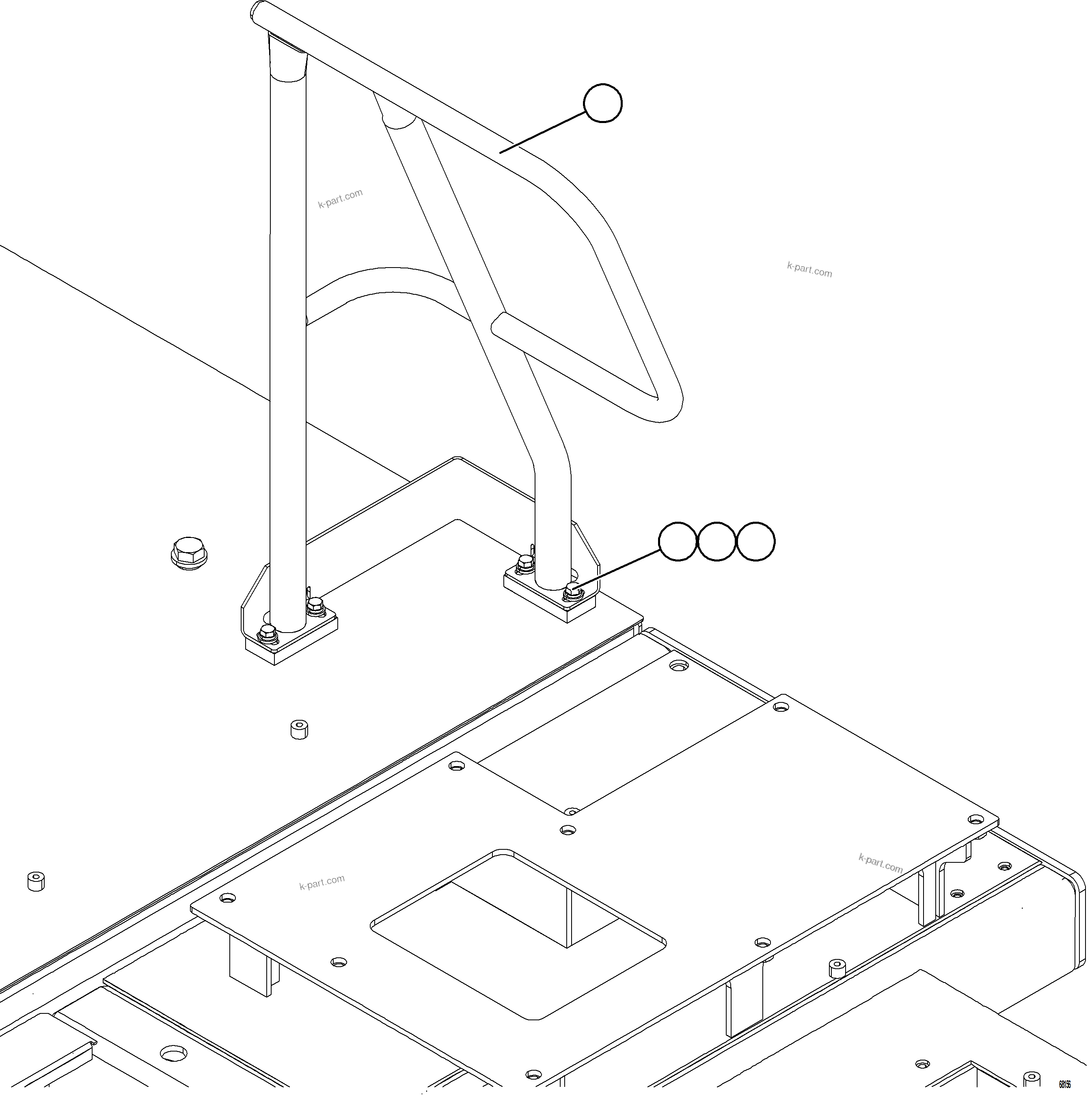 Komatsu parts book diagram for AFE78-BB 930E-5 S/N A40173 - A40175, A40181  LOMAS BAYAS: RH DECK HANDRAILS    2/2