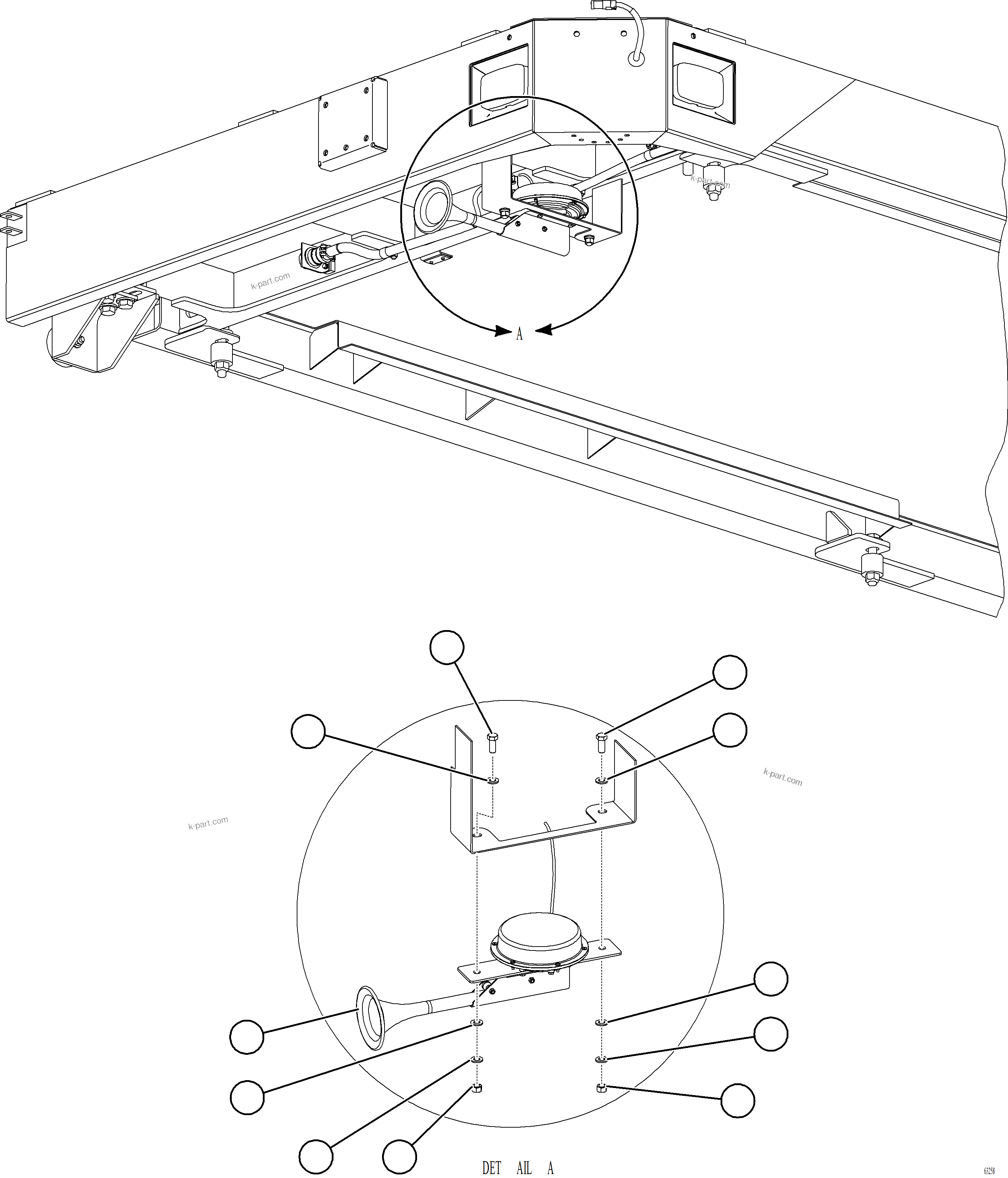 Komatsu parts book diagram for AFE78-BD 930E-5 S/N A40180  THEISS: HORN INSTALLATION
