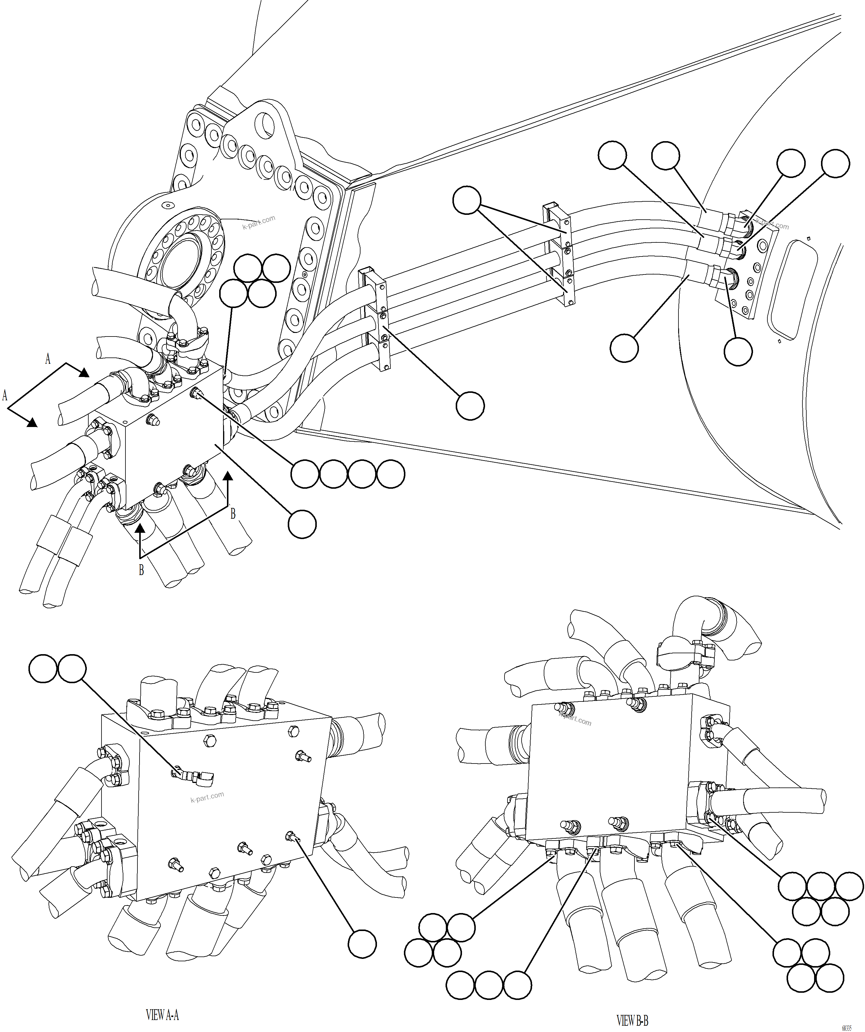 Komatsu parts book diagram for AFE78-BD 930E-5 S/N A40180  THEISS: BRAKE COOLING/HOIST RETURN MANIFOLD INSTALLATION