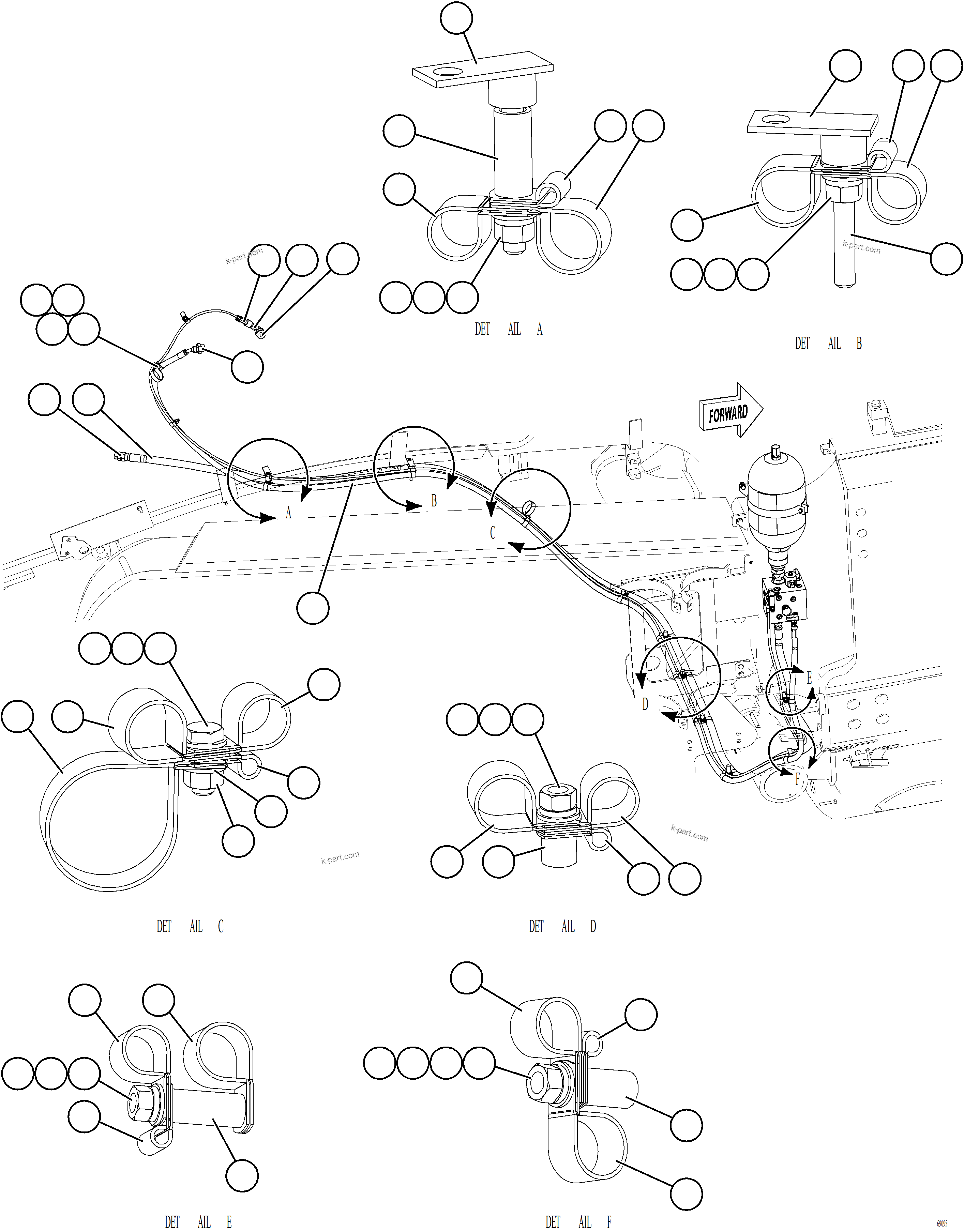 Komatsu parts book diagram for AFE78-BD 930E-5 S/N A40180  THEISS: AUXILIARY HYDRAULIC SYSTEM    1/2