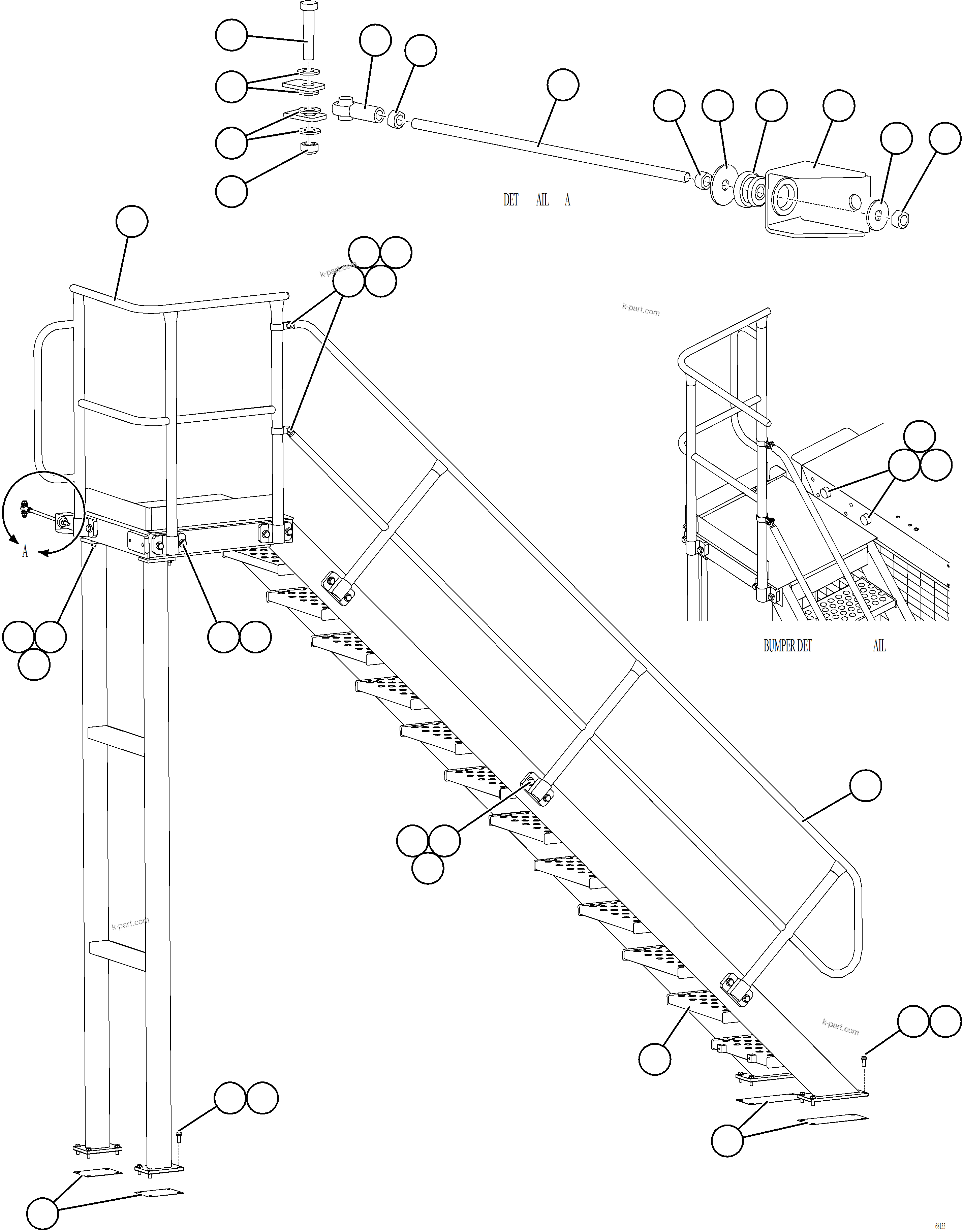 Komatsu parts book diagram for AFE78-BD 930E-5 S/N A40180  THEISS: DIAGONAL LADDER INSTALLATION