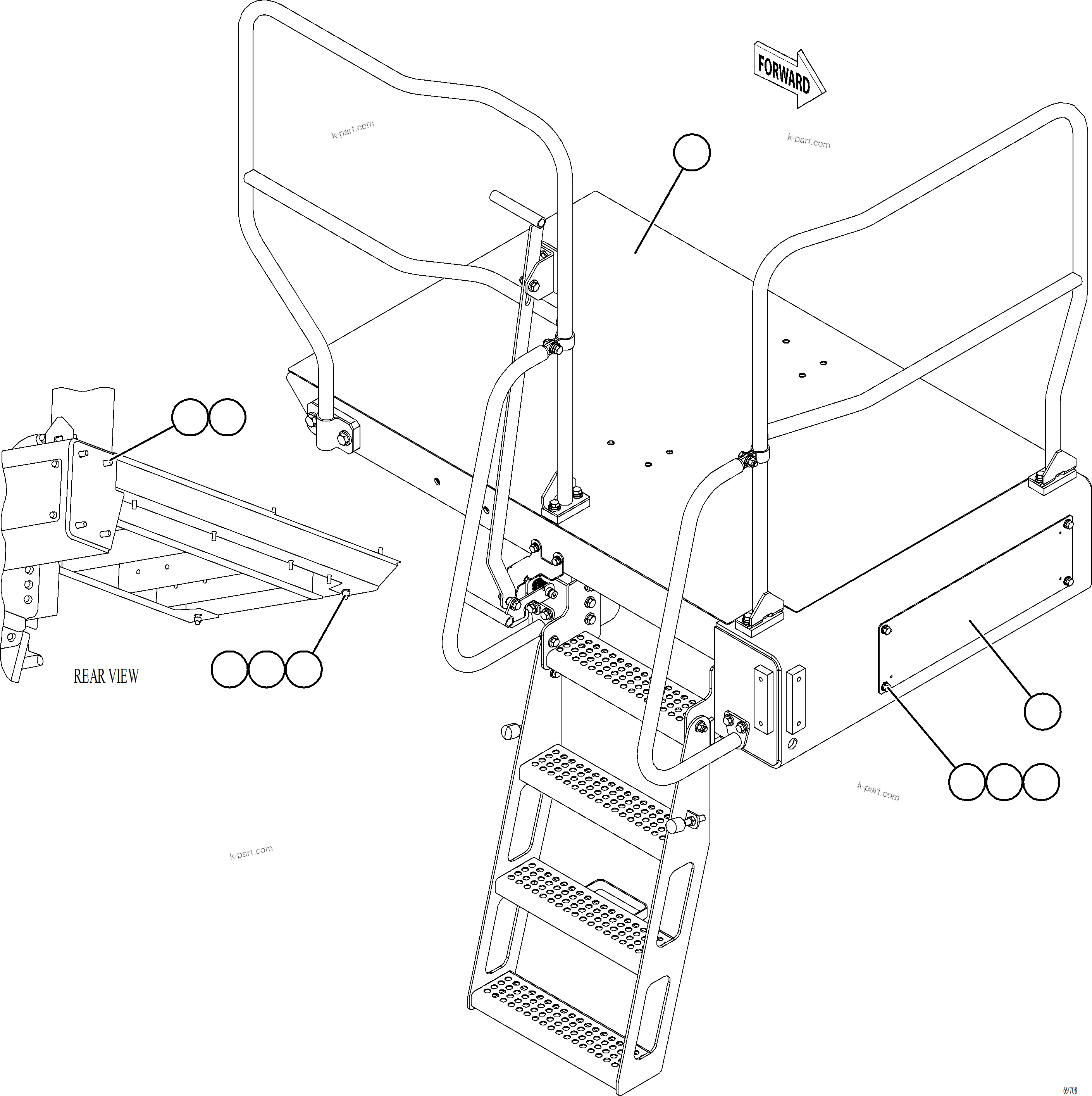 Komatsu parts book diagram for AFE78-BD 930E-5 S/N A40180  THEISS: RH LOWER PLATFORM INSTALLATION