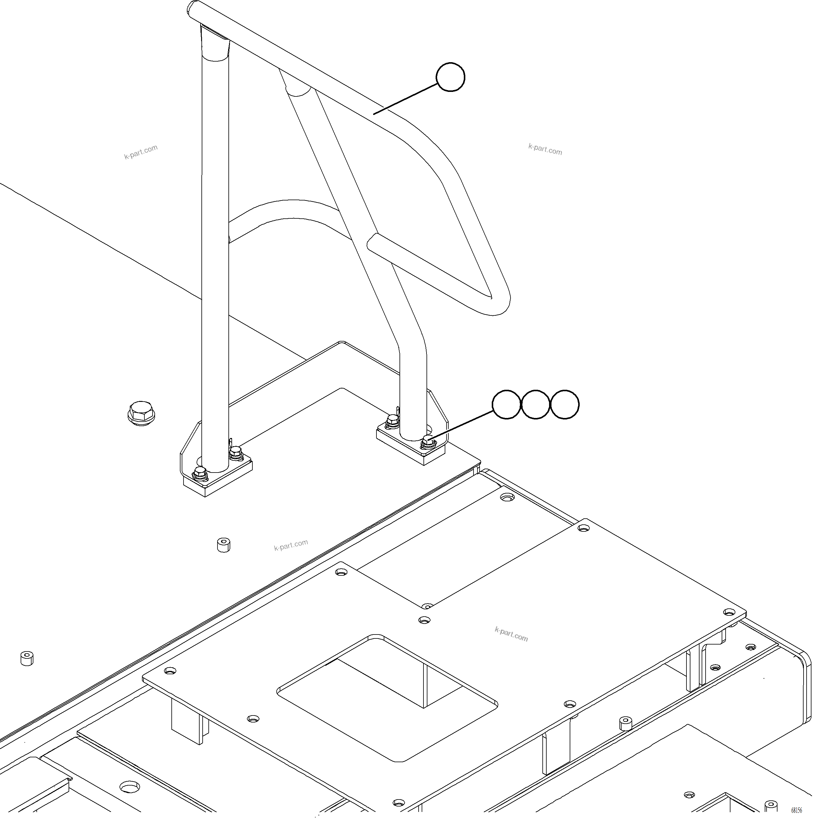 Komatsu parts book diagram for AFE78-BD 930E-5 S/N A40180  THEISS: RH DECK HANDRAILS    2/2