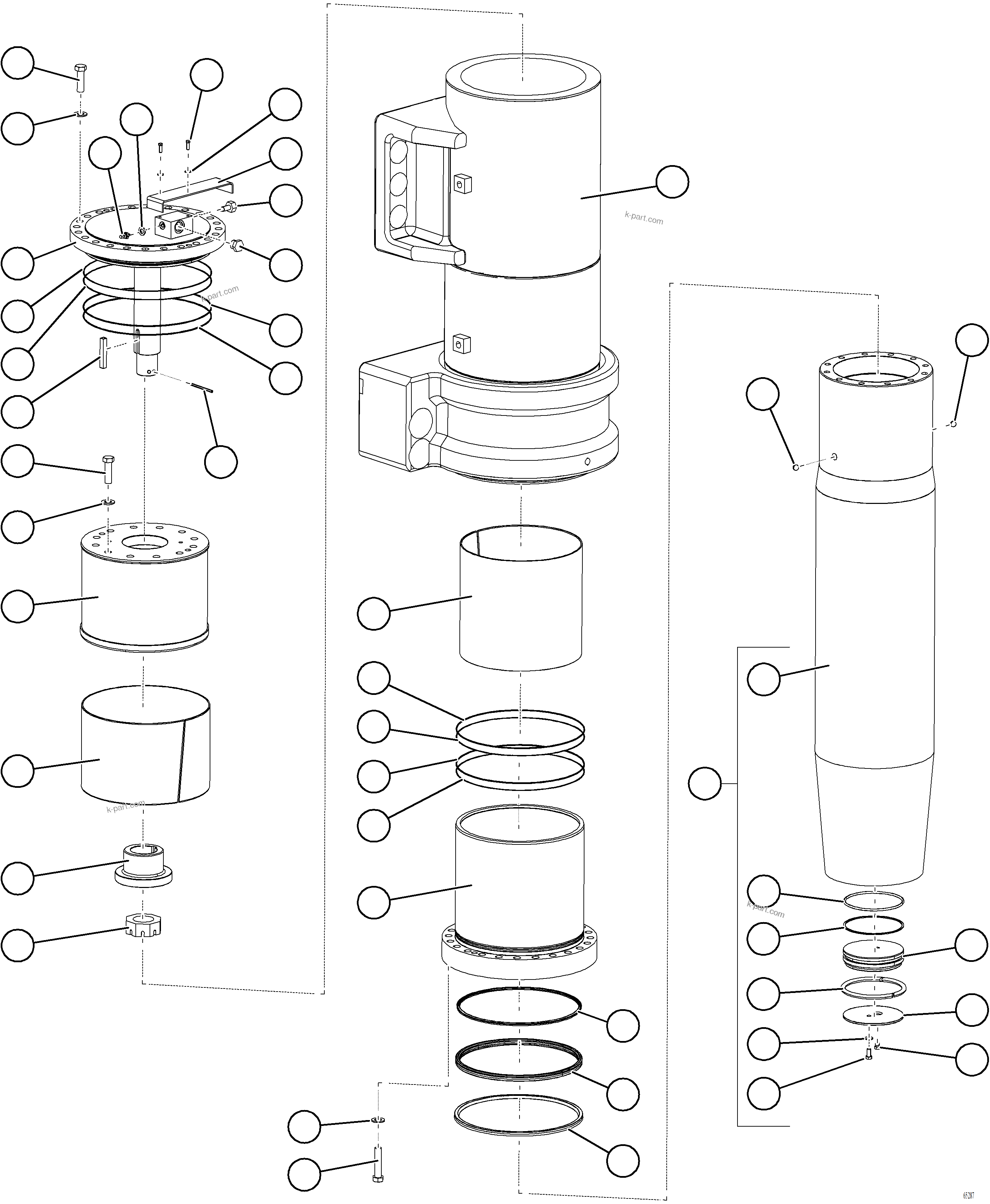 Komatsu parts book diagram for AFE78-BD 930E-5 S/N A40180  THEISS: FRONT SUSPENSION ASSEMBLY    58F-50-00102