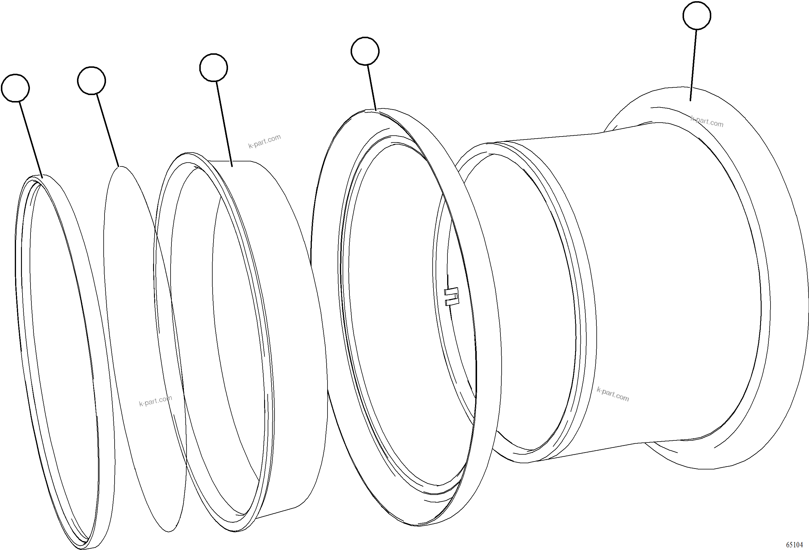 Komatsu parts book diagram for AFE78-BD 930E-5 S/N A40180  THEISS: STANDARD RIM ASSEMBLY