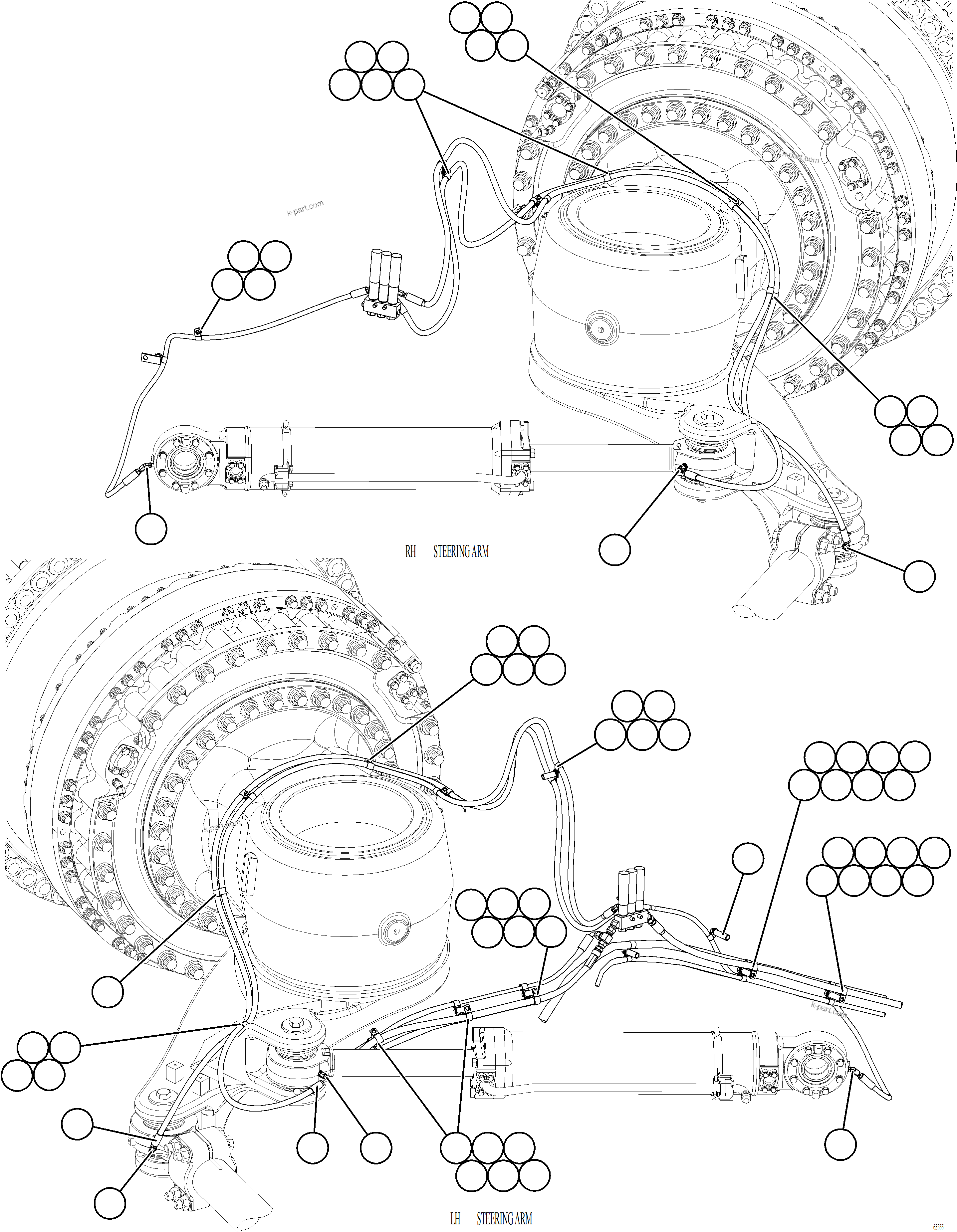 Komatsu parts book diagram for AFE78-BD 930E-5 S/N A40180  THEISS: AUTOMATIC LUBRICATION SYSTEM PIPING - FRONT    2/4