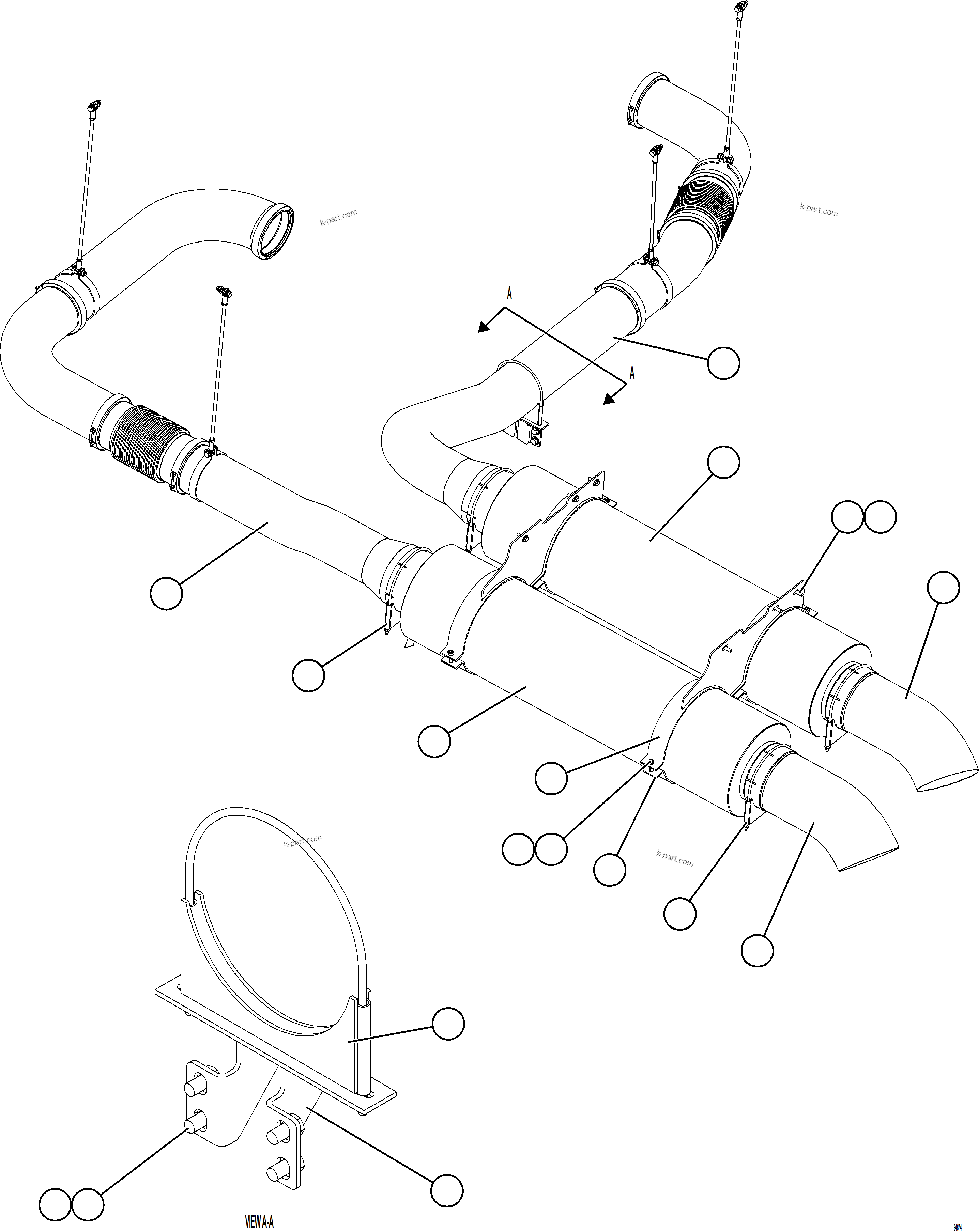 Komatsu parts book diagram for AFE78-BH 930E-5 S/N A40200  LOS PELAMBRES: EXHAUST PIPING - REAR