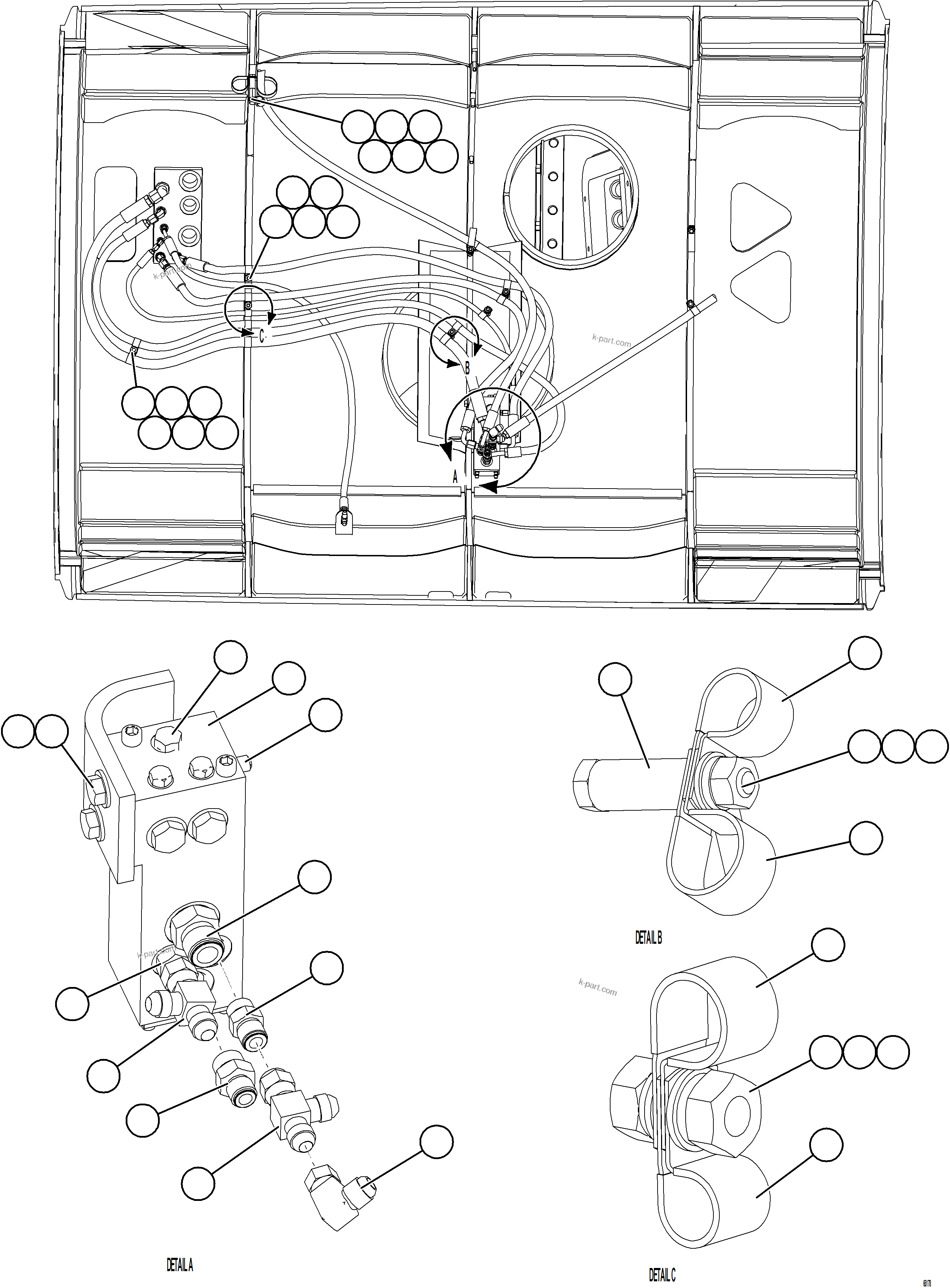 Komatsu parts book diagram for AFE78-BH 930E-5 S/N A40200  LOS PELAMBRES: REAR BRAKE DUAL RELAY VALVE INSTALLATION