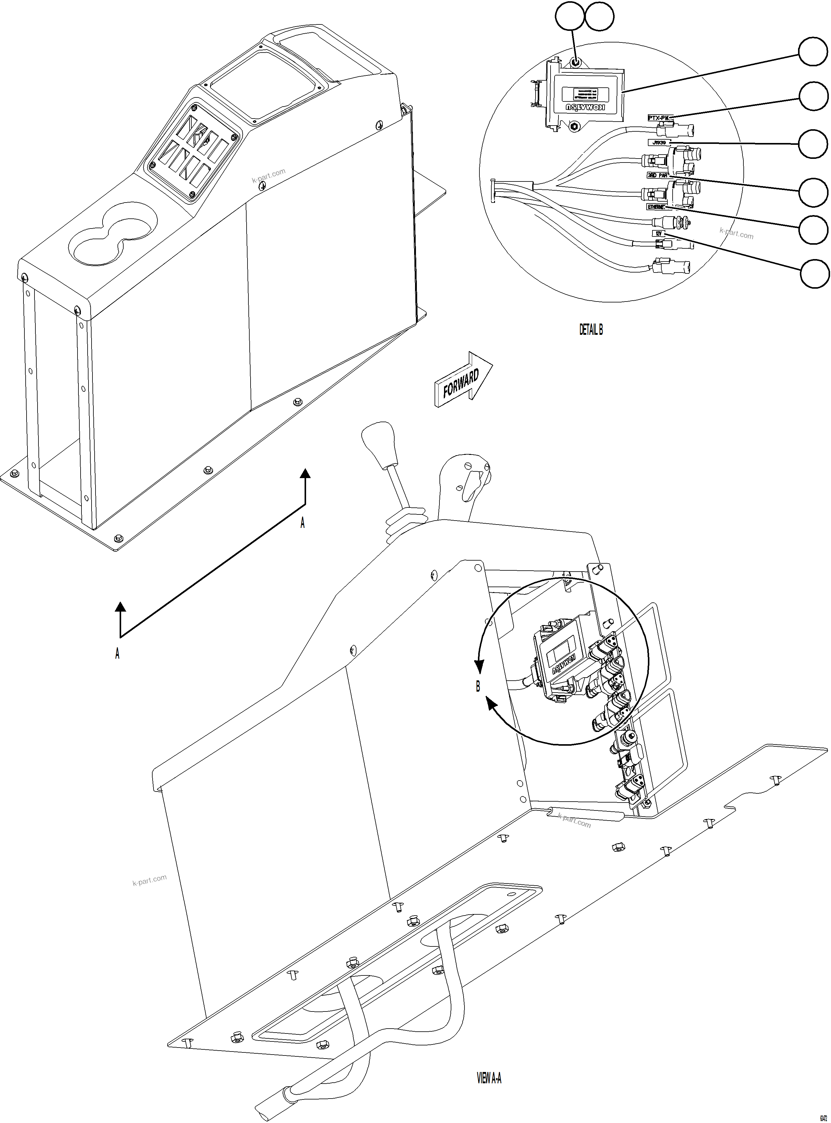 Komatsu parts book diagram for AFE78-BH 930E-5 S/N A40200  LOS PELAMBRES: CENTER CONSOLE MODULE - ELECTRICAL    2/2