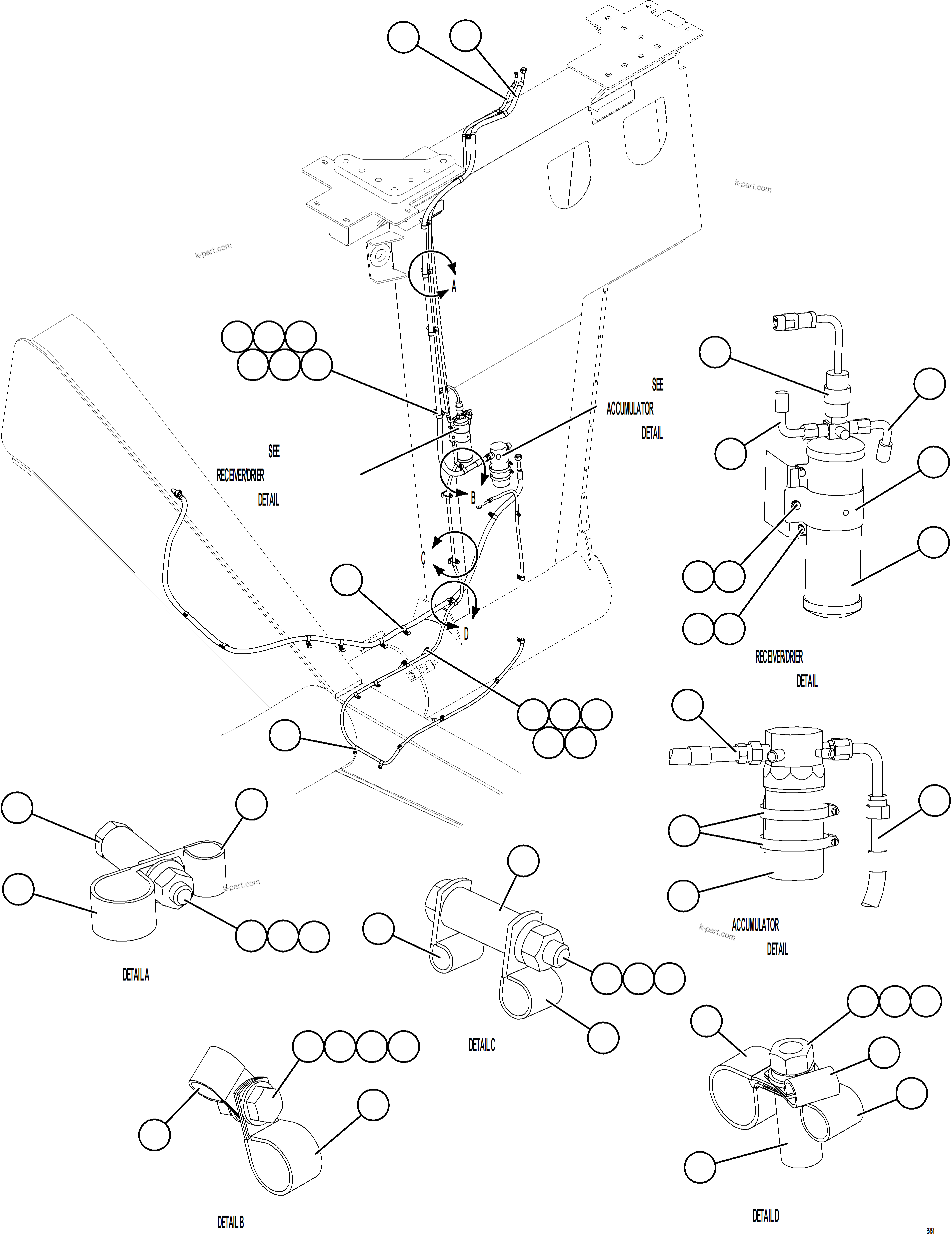 Komatsu parts book diagram for AFE78-BH 930E-5 S/N A40200  LOS PELAMBRES: AIR CONDITIONING PIPING    2/3