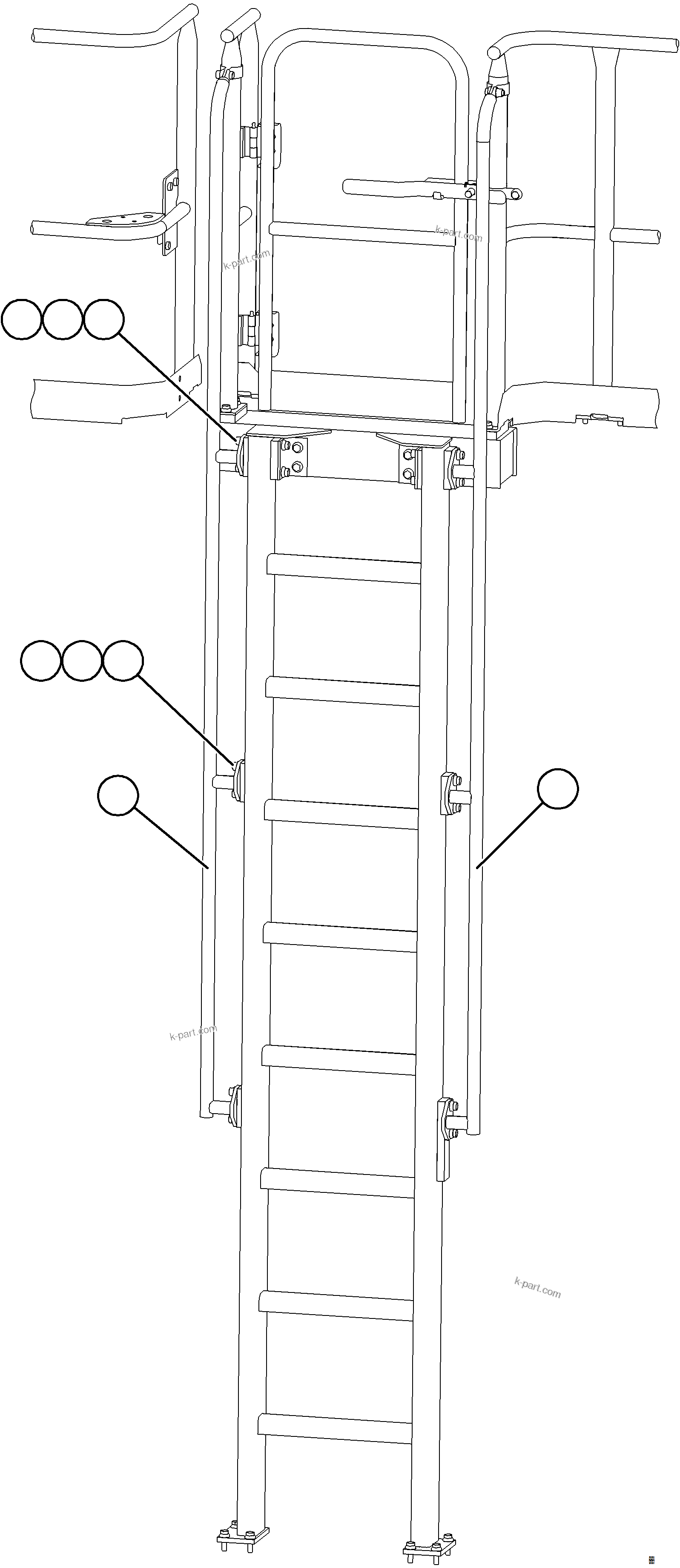 Komatsu parts book diagram for AFE78-BH 930E-5 S/N A40200  LOS PELAMBRES: LH EMERGENCY LADDER HANDRAILS