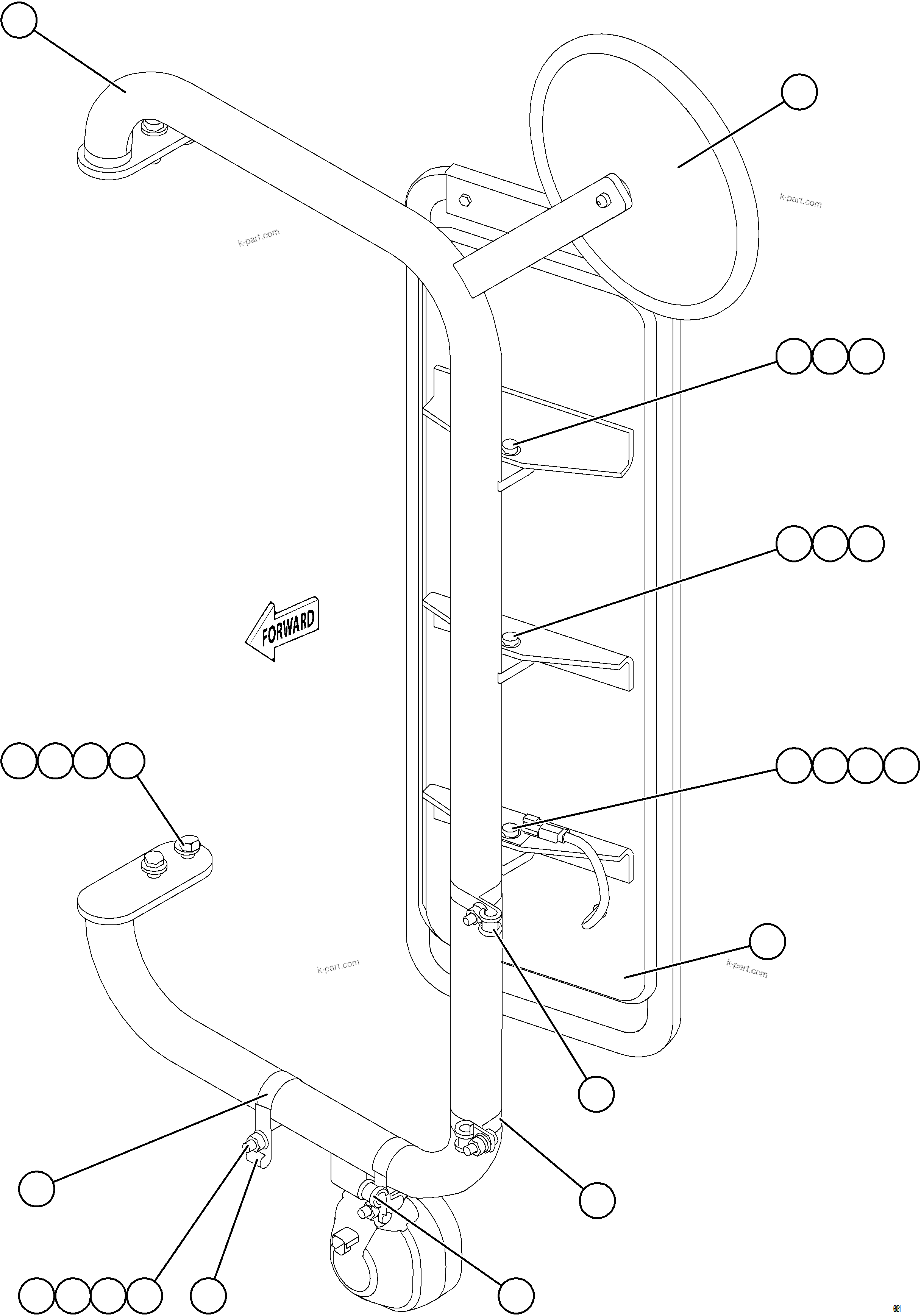 Komatsu parts book diagram for AFE78-BH 930E-5 S/N A40200  LOS PELAMBRES: LH MIRROR INSTALLATION